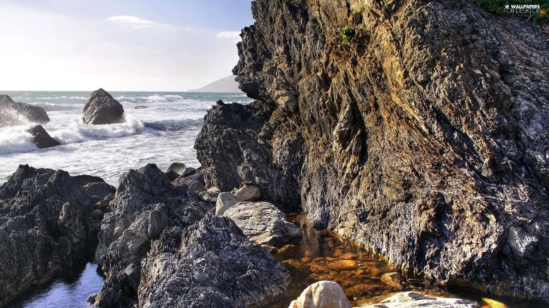 sea, rocks