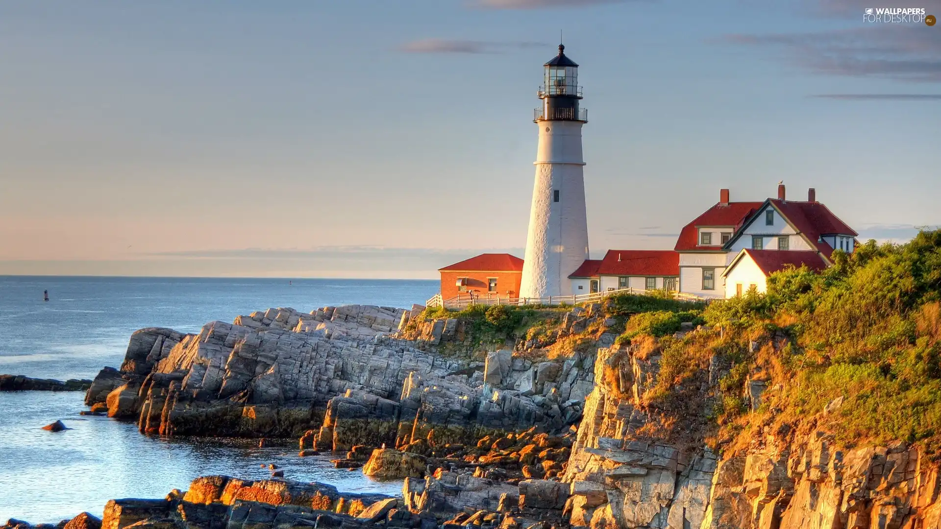 rocks, Lighthouses, sea