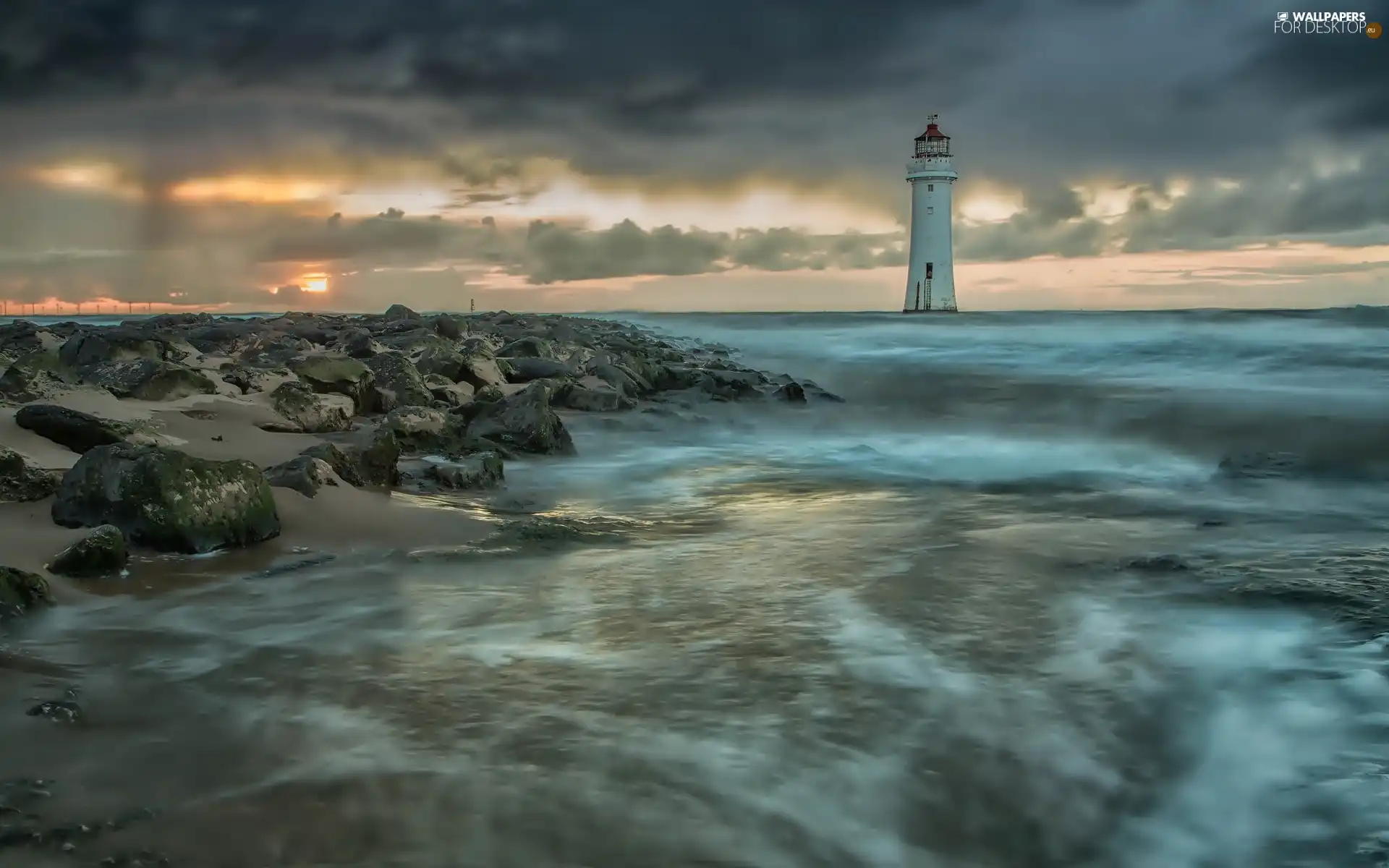 rocks, Lighthouses, sea