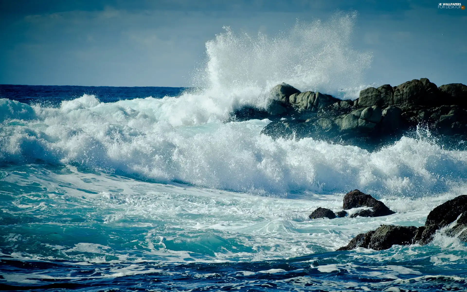 rocks, rough, sea