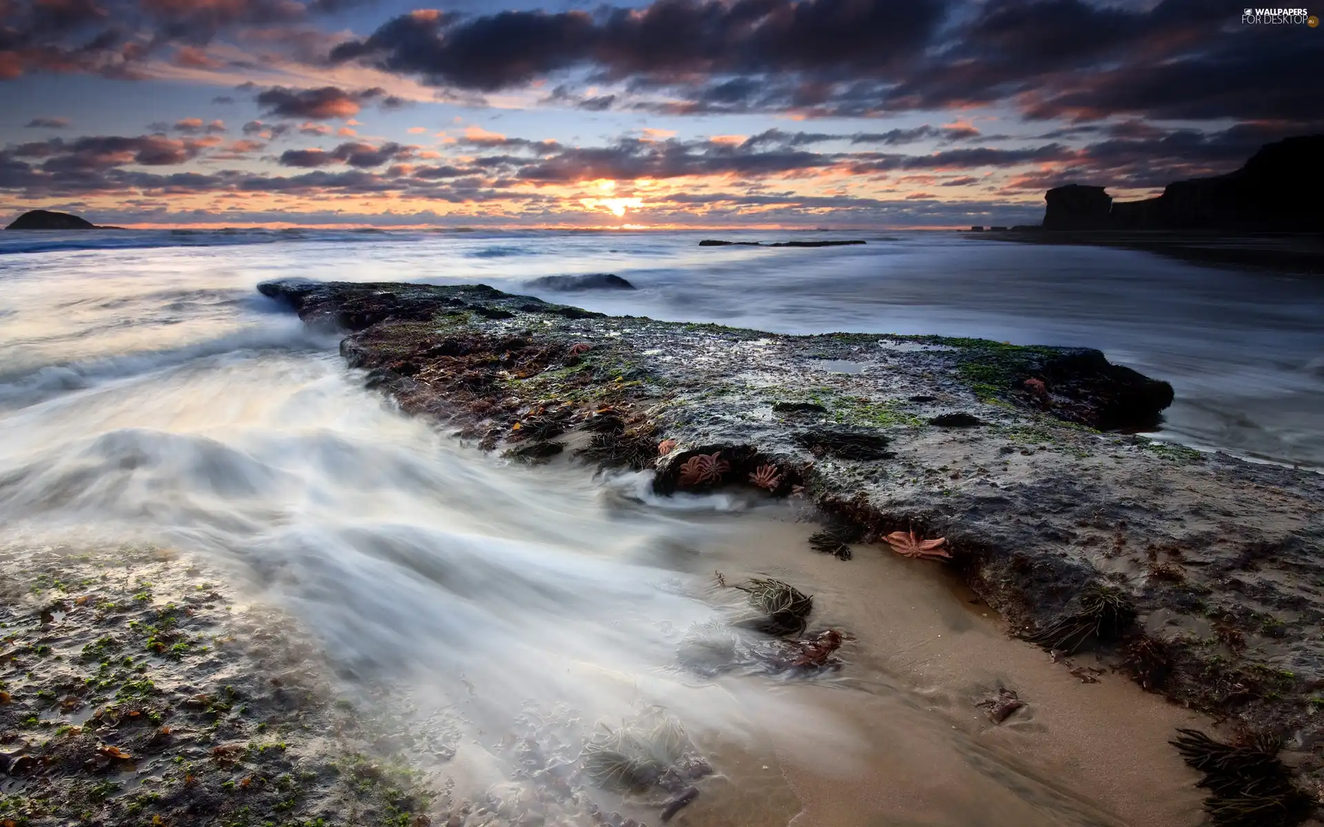 sea, Sky, rocks, clouds