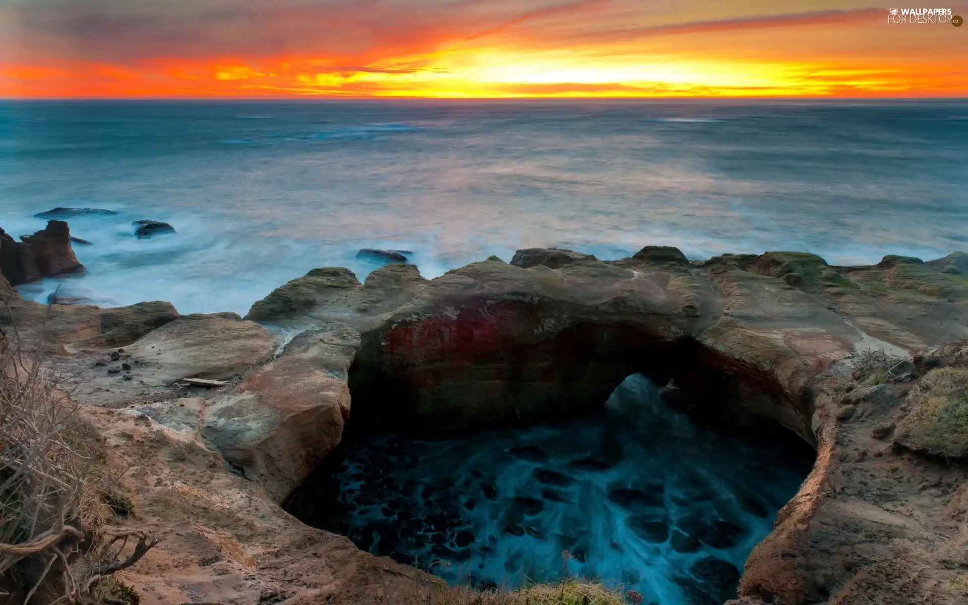 Great Sunsets, Ocean, rocks