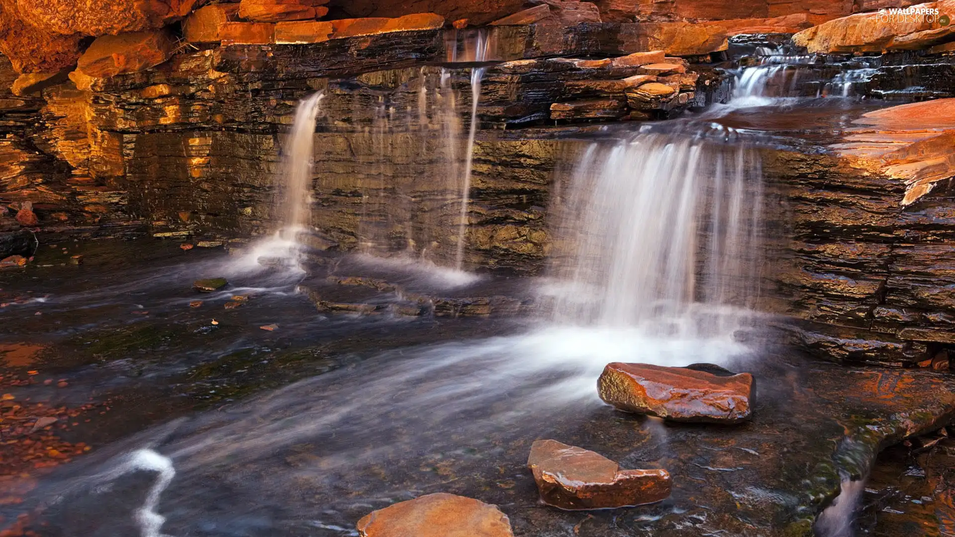 waterfall, rocks