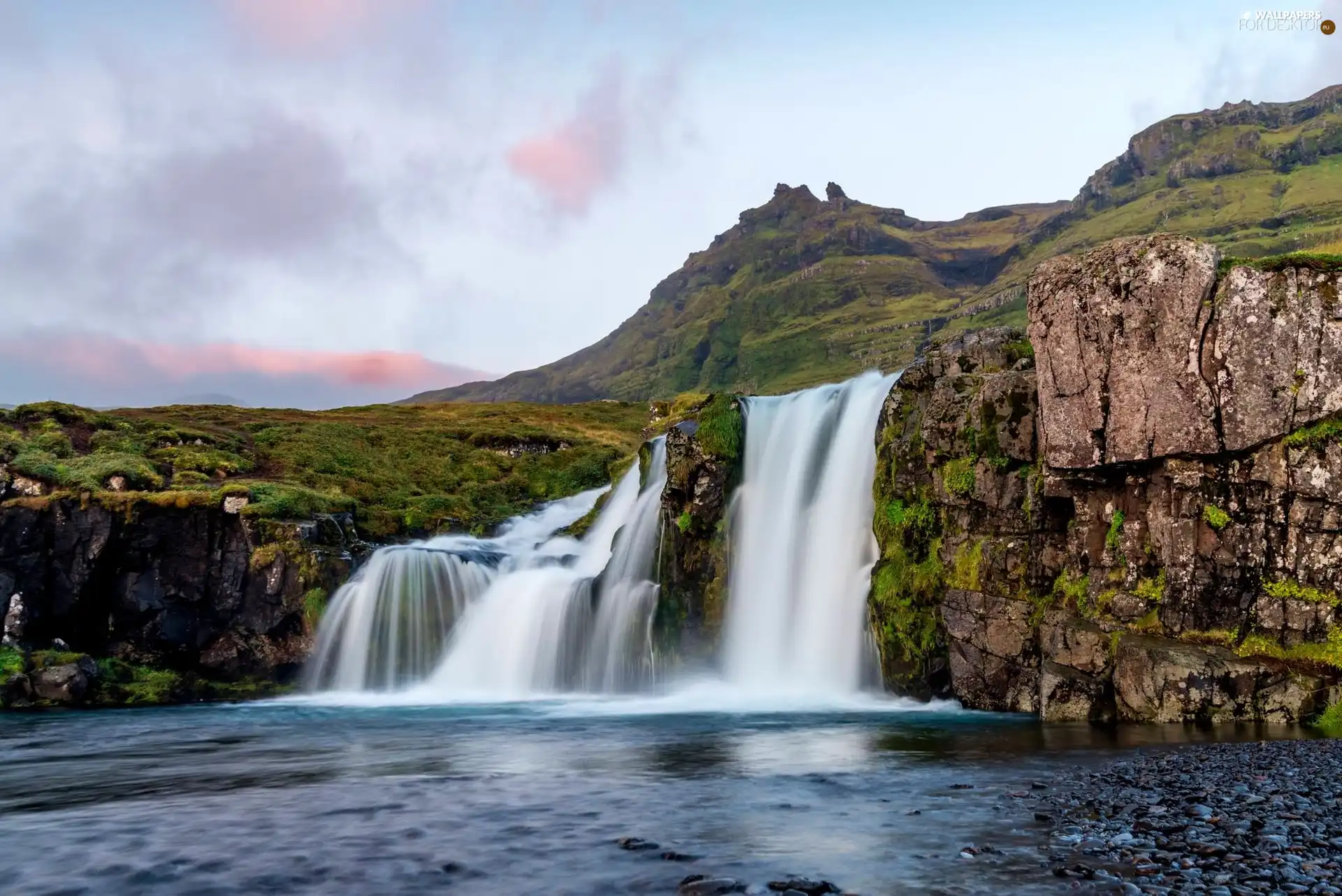 waterfall, rocks