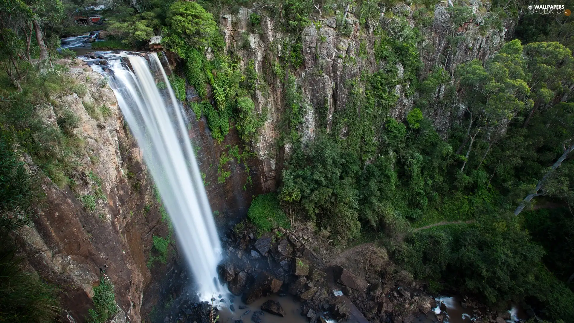 waterfall, rocks