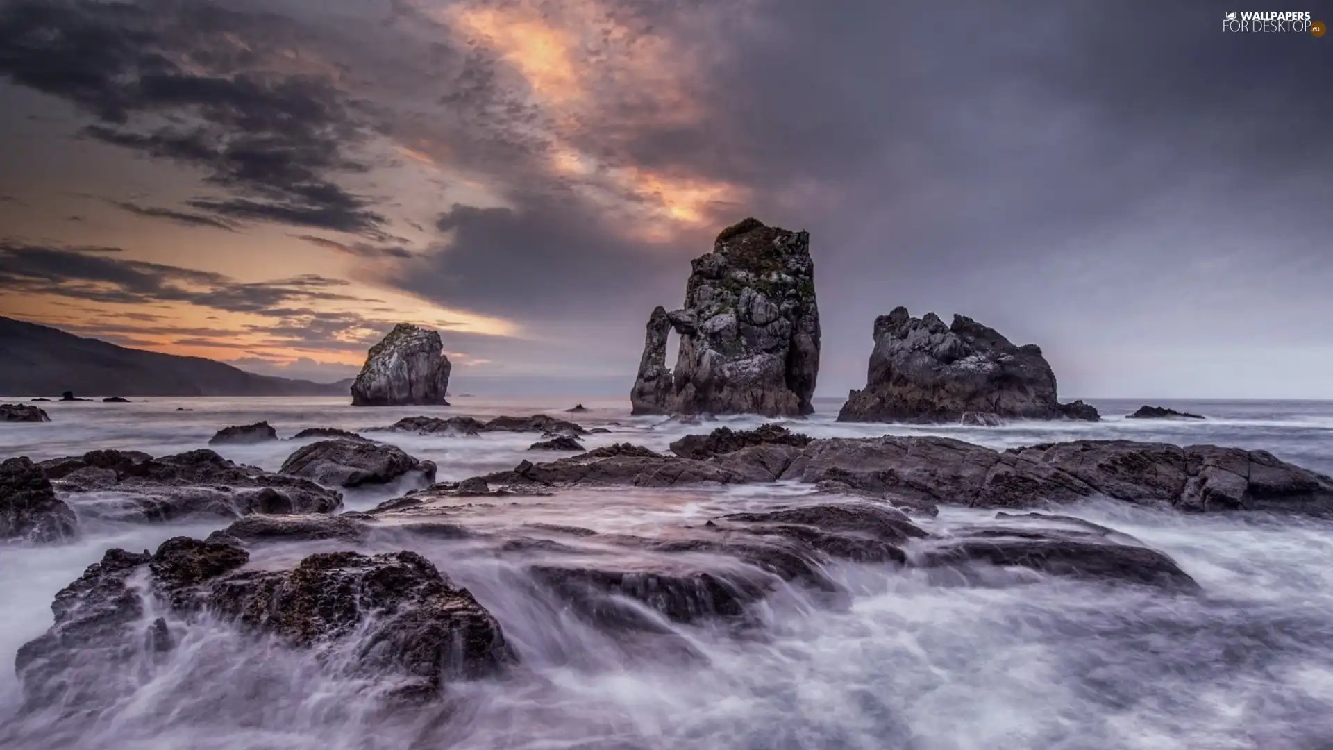 rocks, sea, Waves