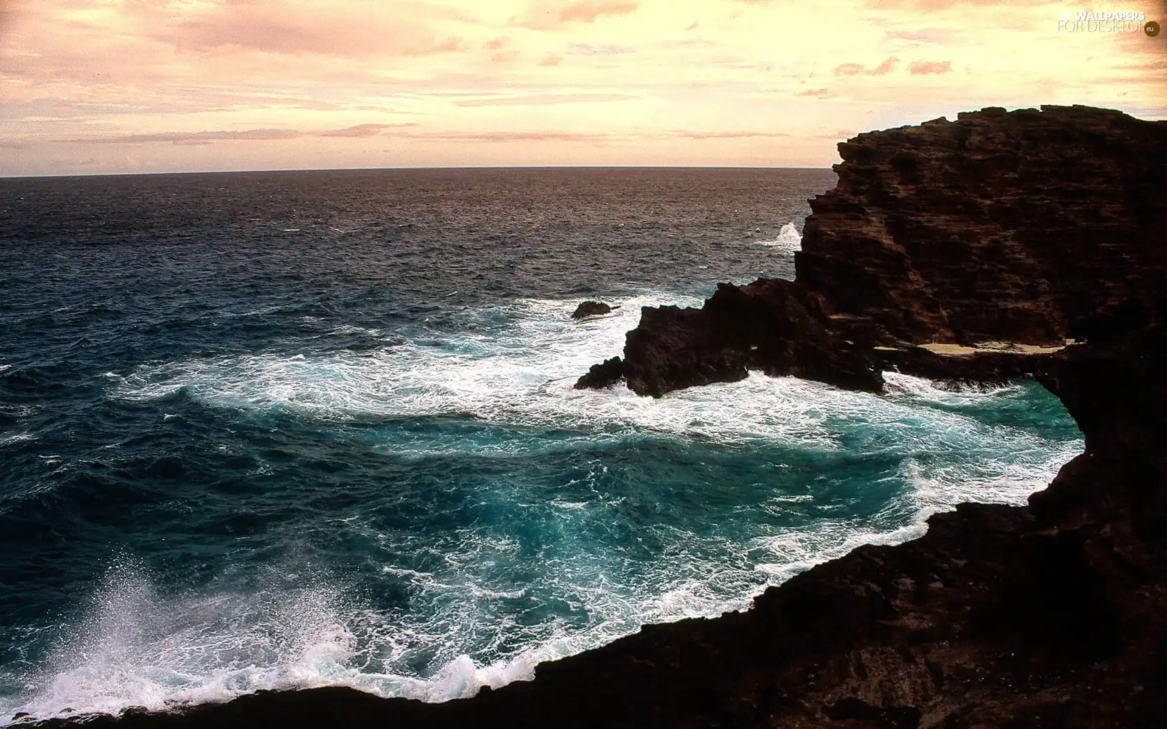 rocks, sea, Waves