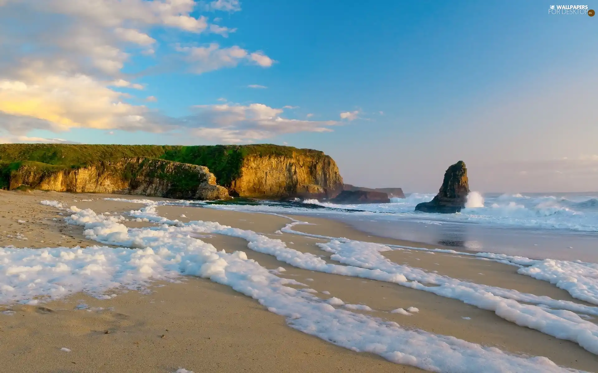 rocks, sea, Waves