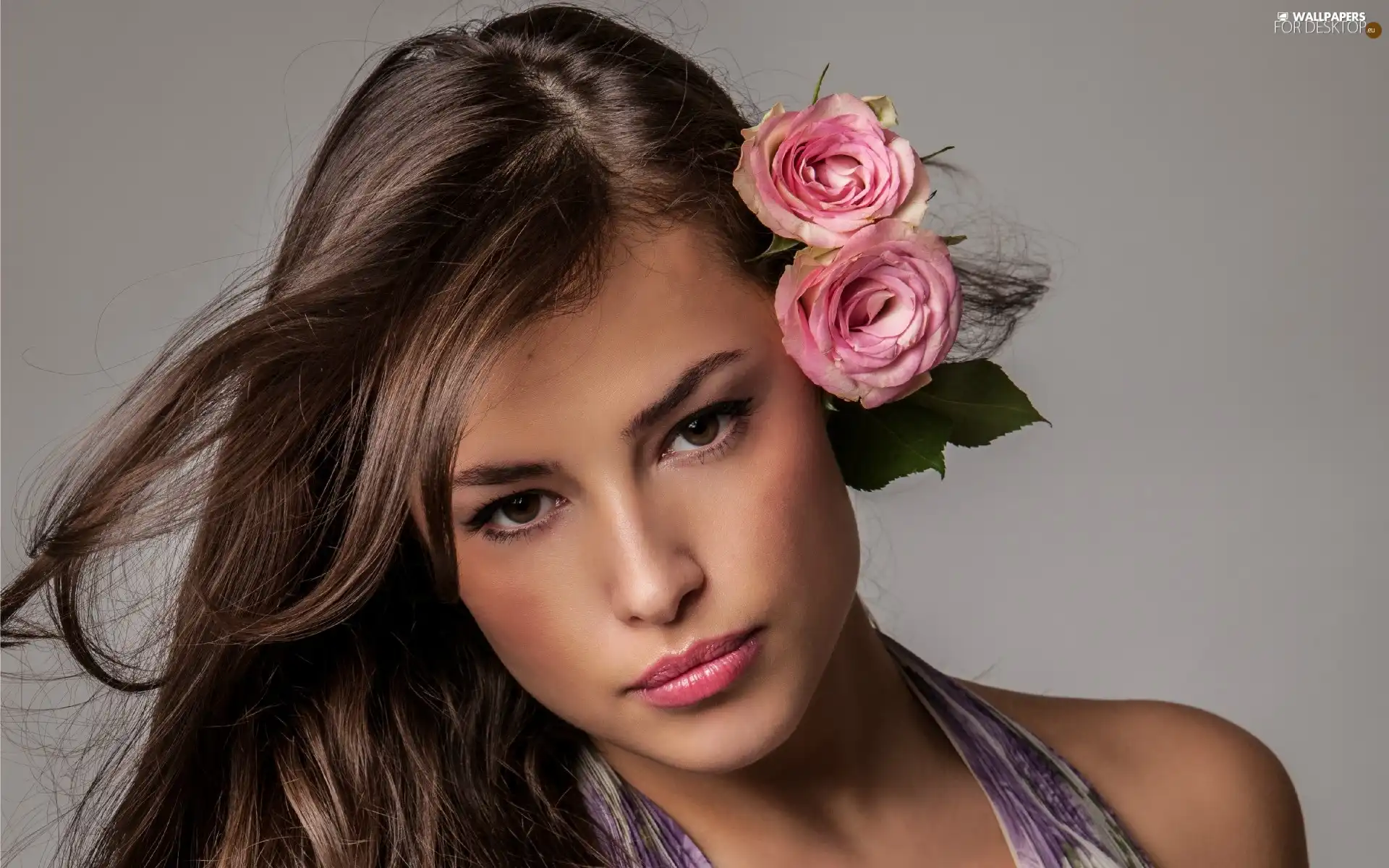 make-up, girl, We, model, Beauty, roses, hair