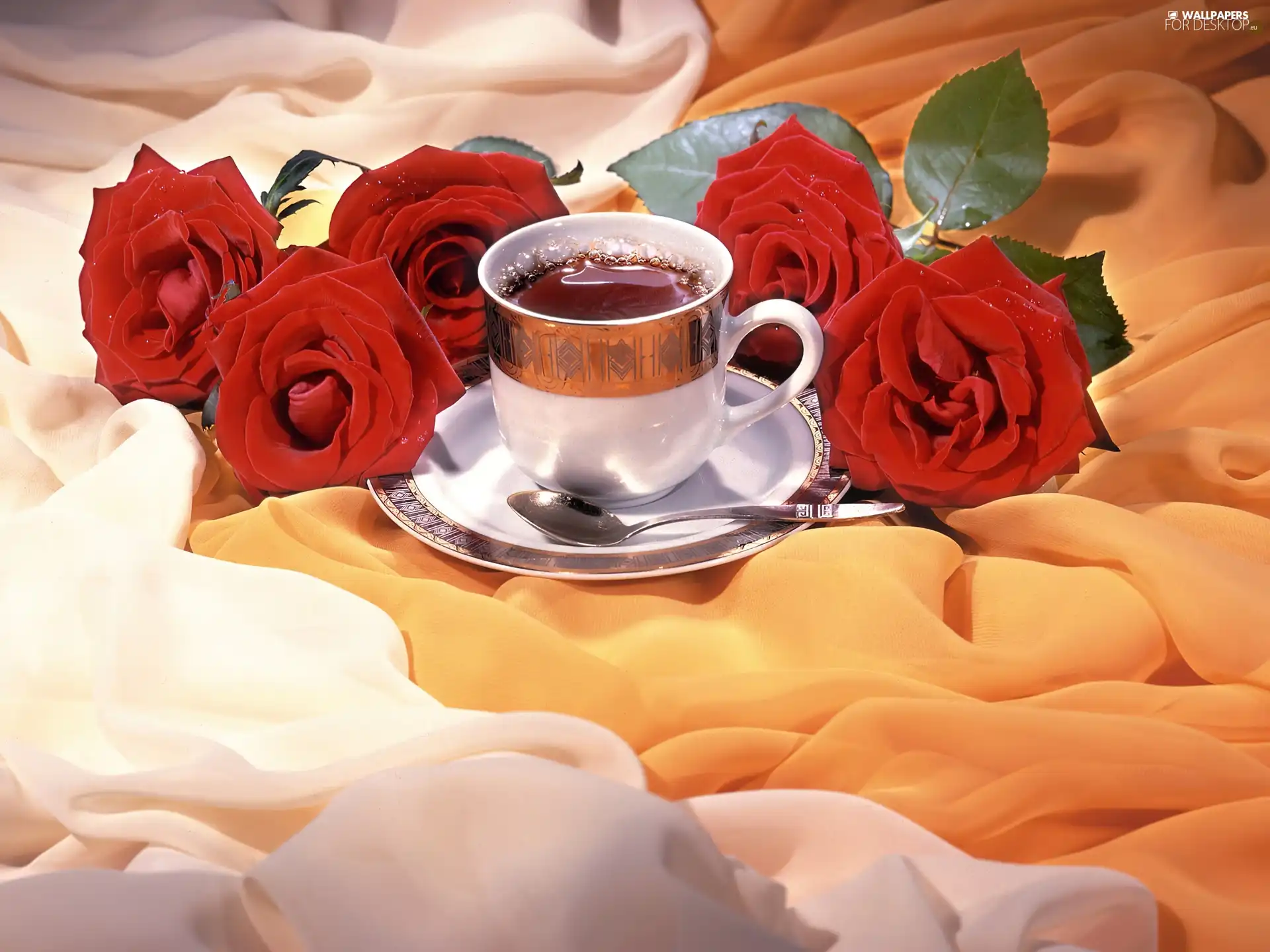 roses, cup, tea