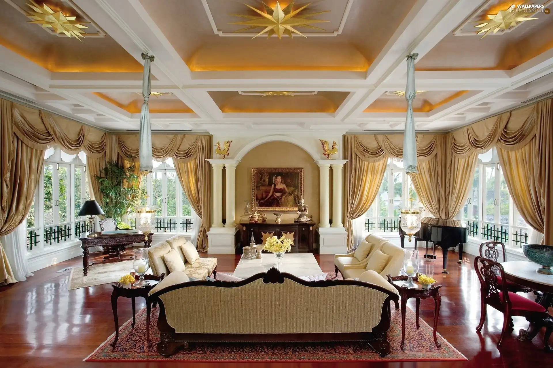 saloon, Beatyfull, Piano, picture, Sofa, stylish