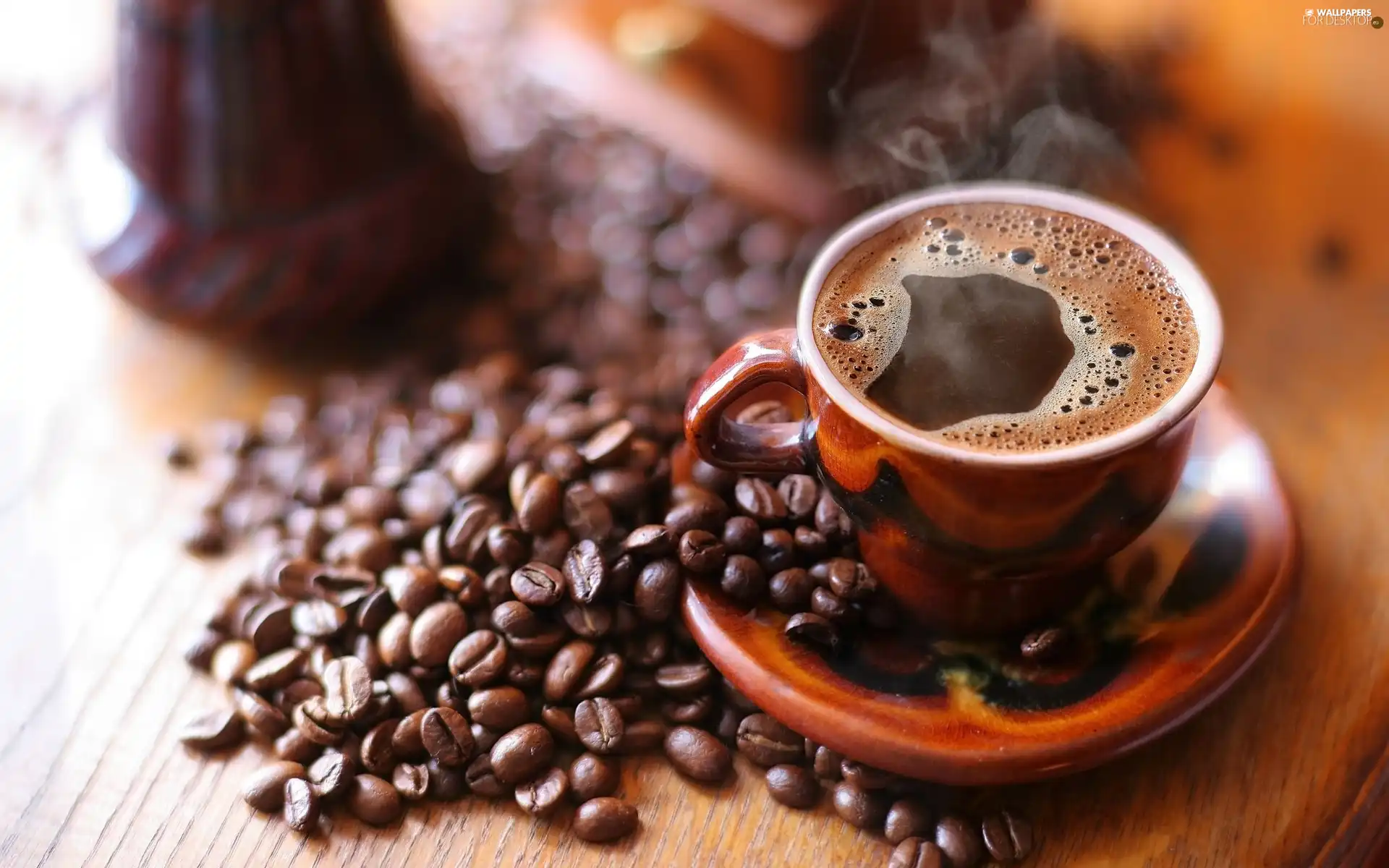 grains, cup, saucer, coffee
