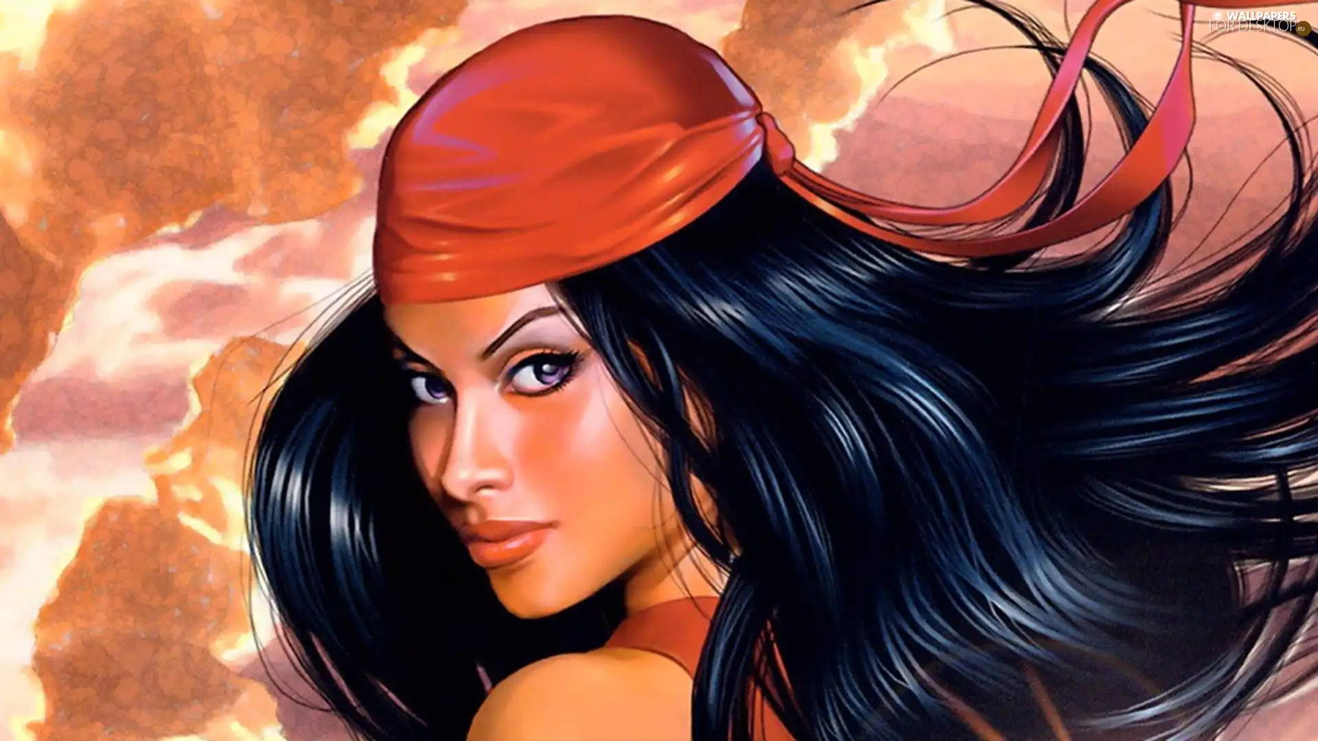 girl, red hot, scarf, Pirate