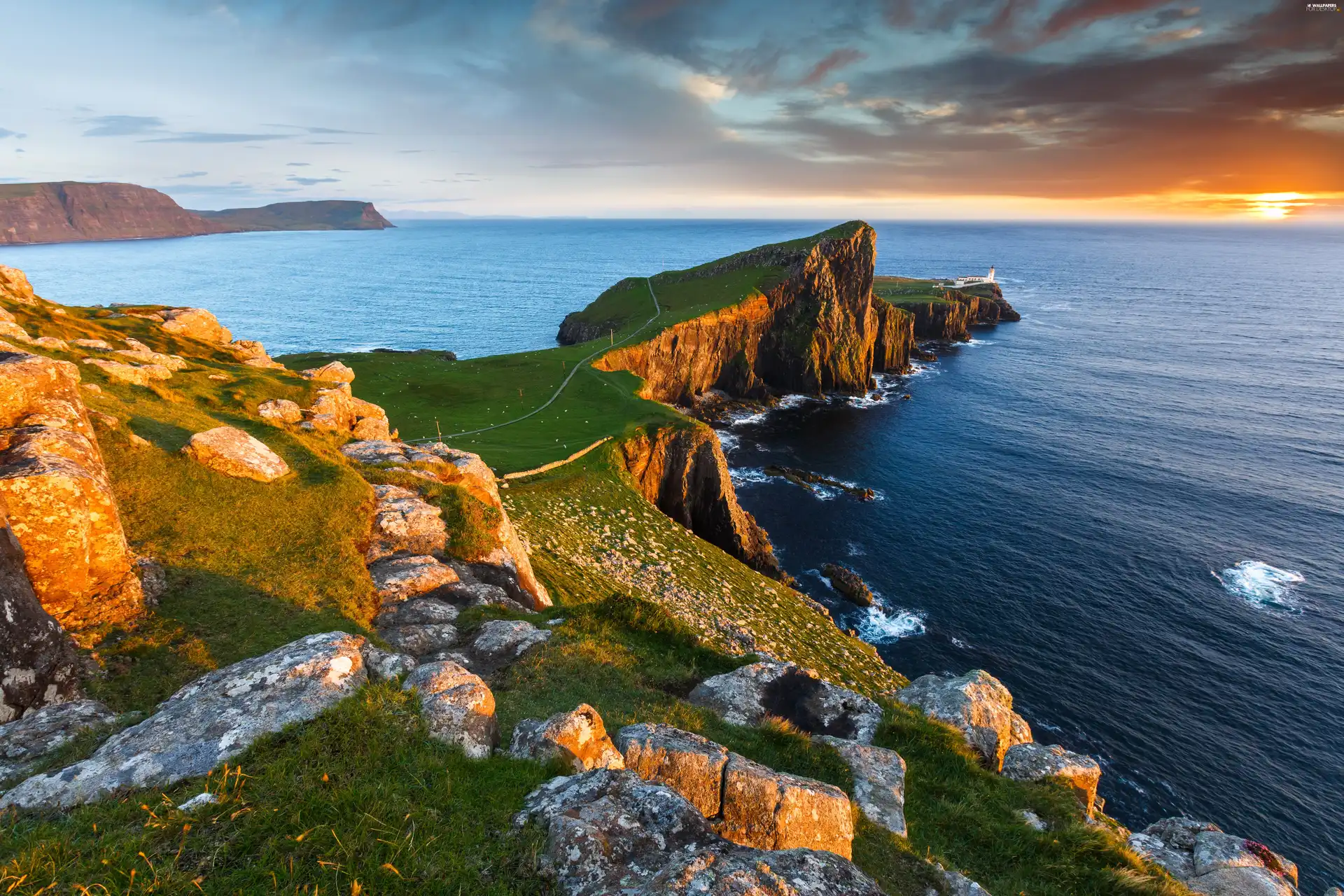 Scotland, Sunrise, Stones
