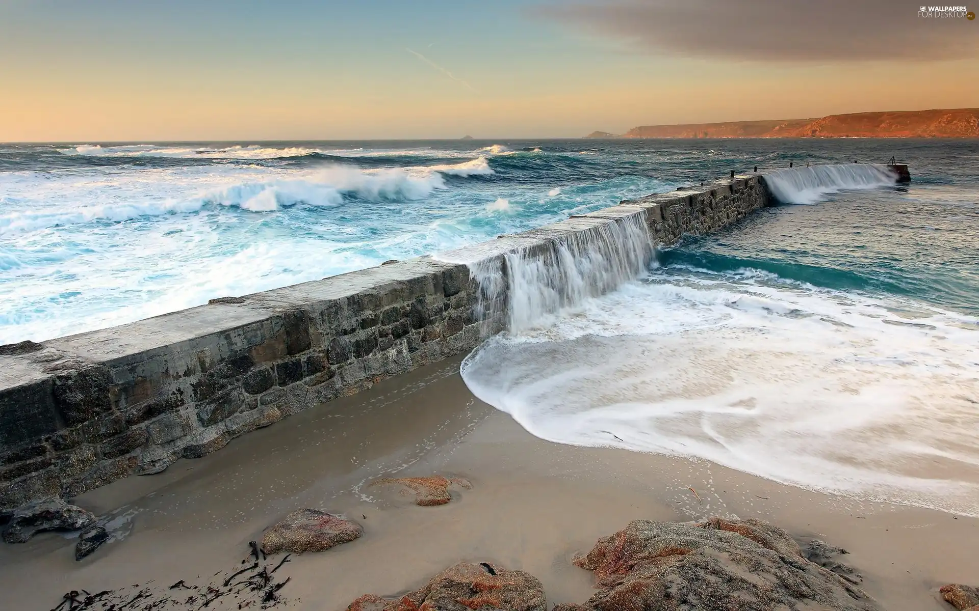 sea, breakwater, Beaches