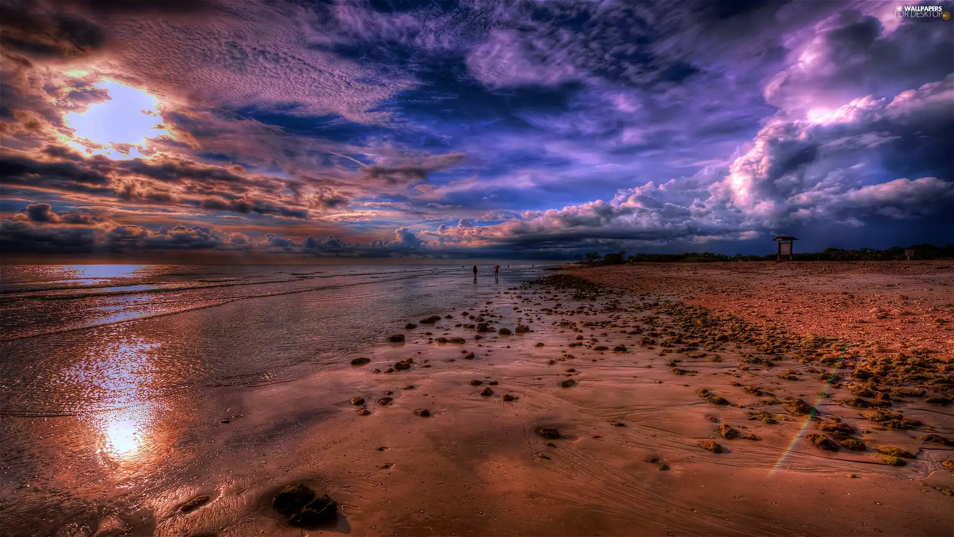 sea, clouds, Beaches