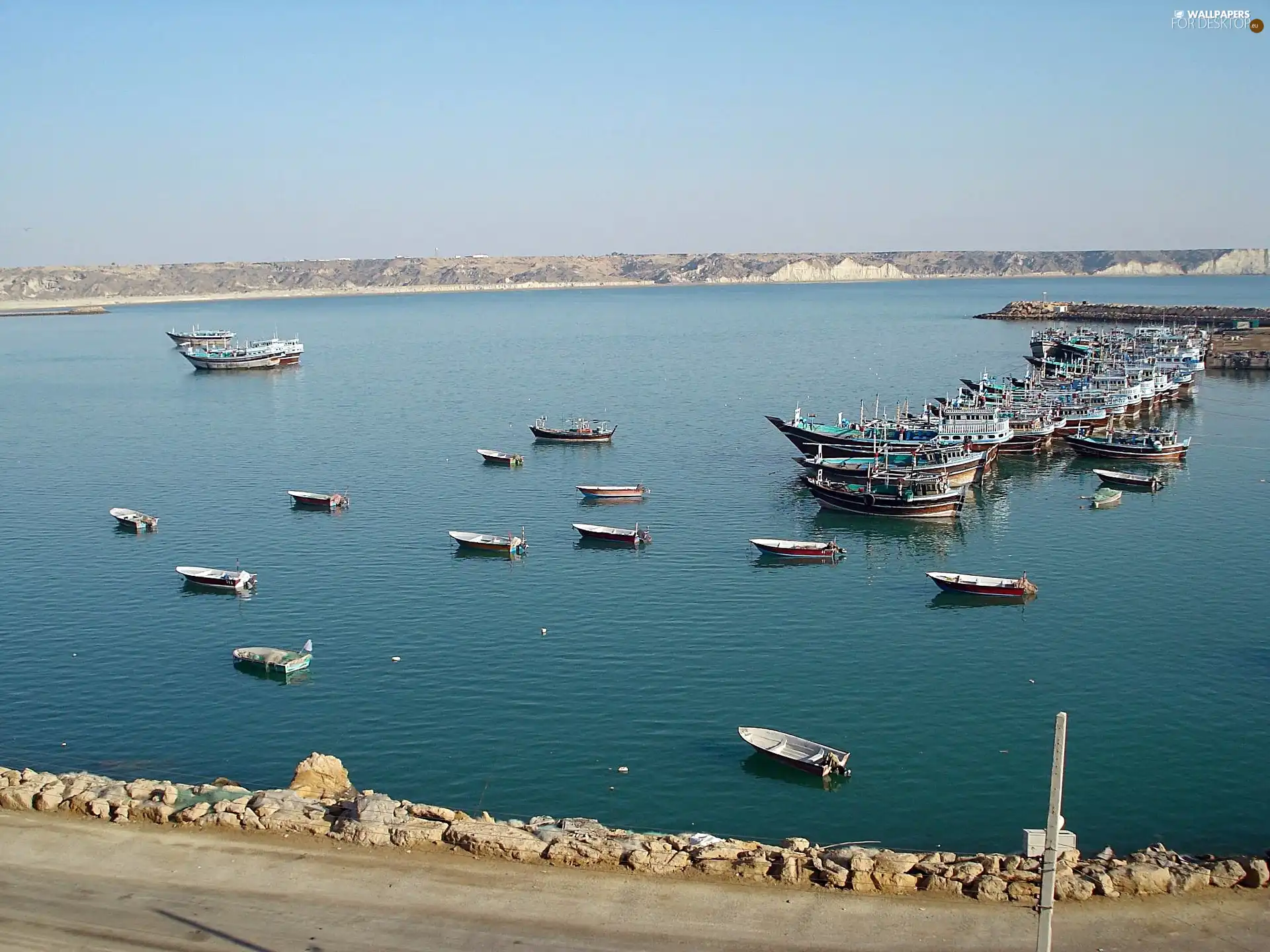 sea, landscape, Boats