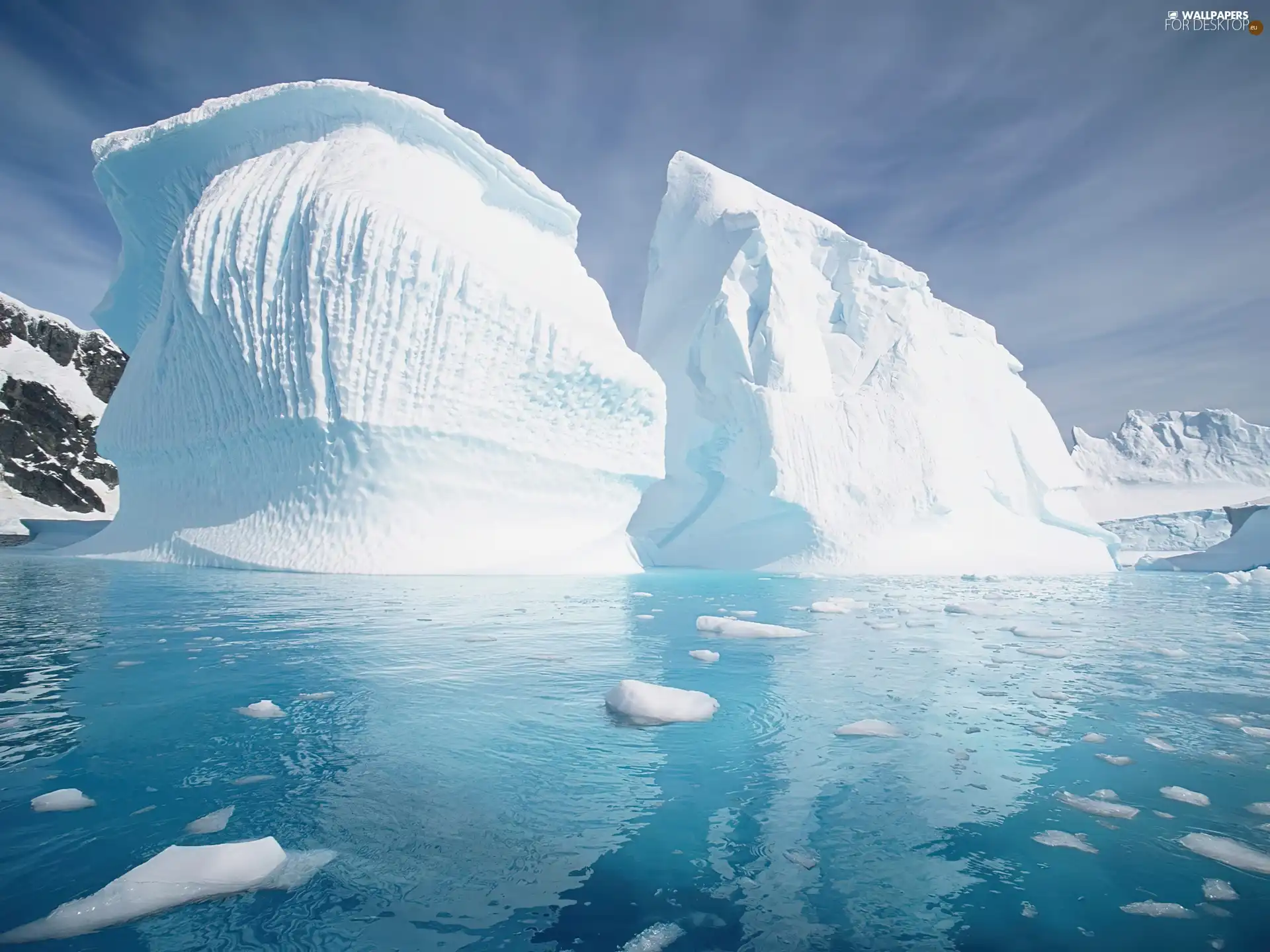 sea, Mountains, ice