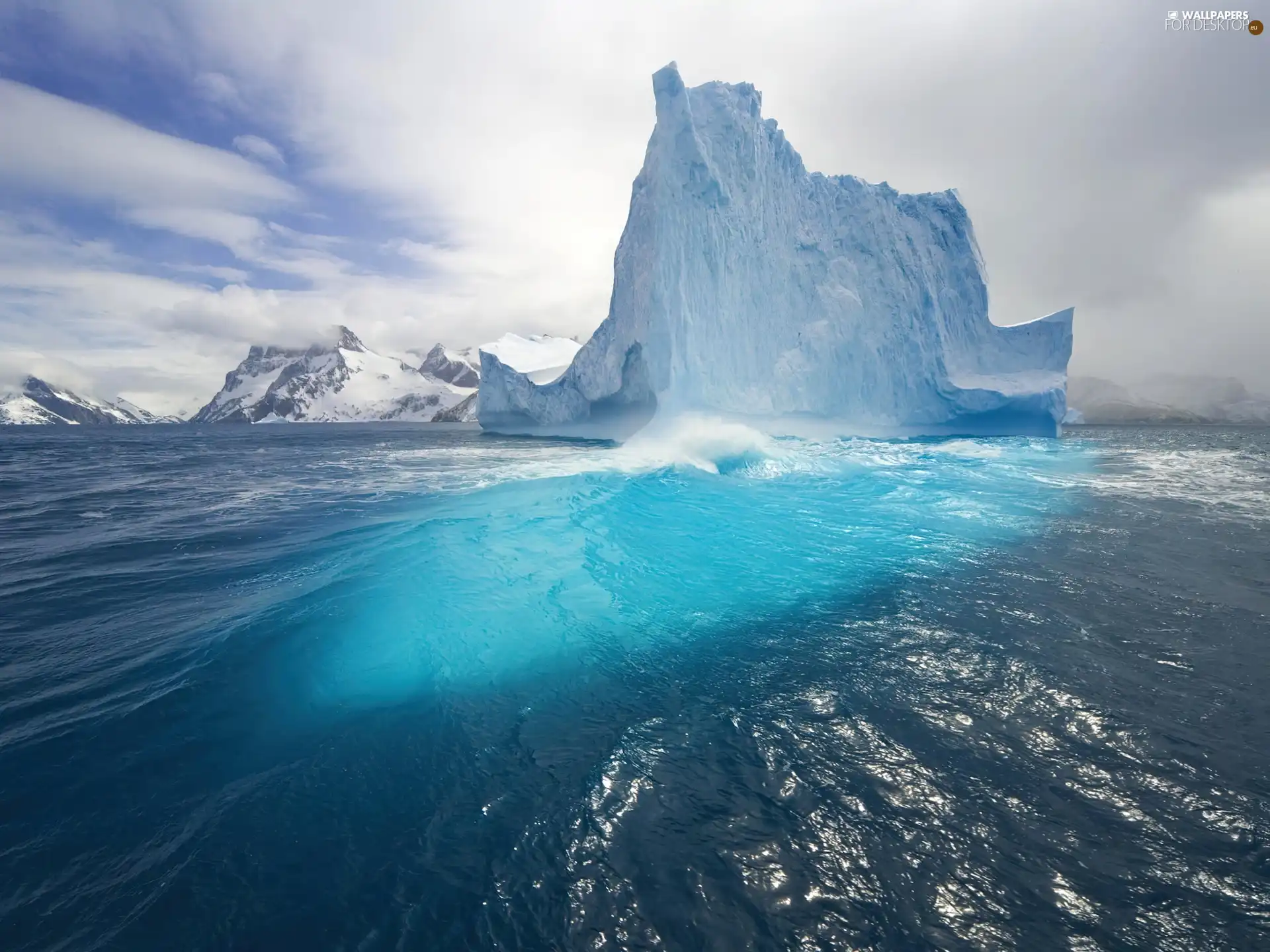 sea, mountains, Ice