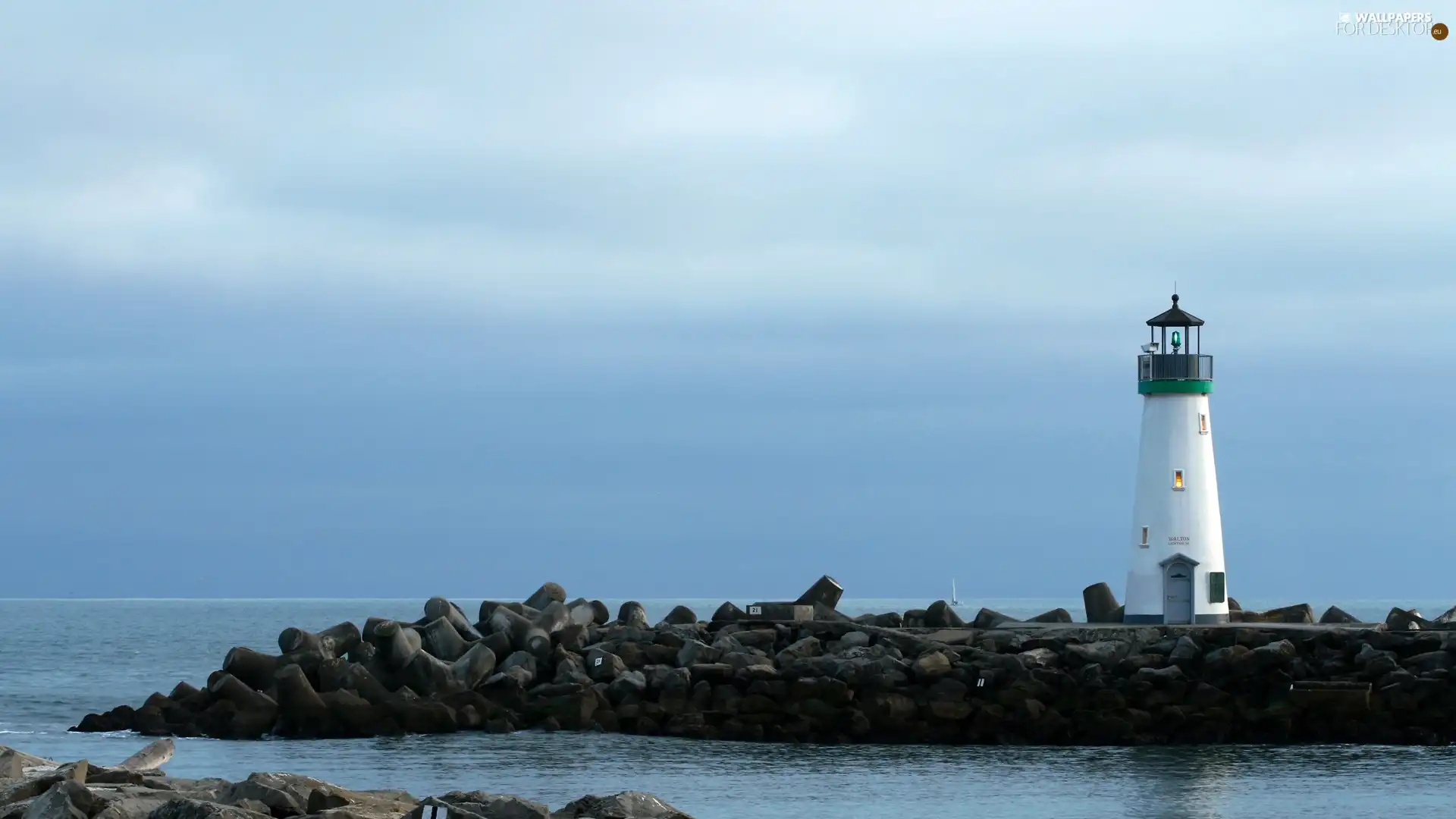 Lighthouse, breakwater, sea, maritime