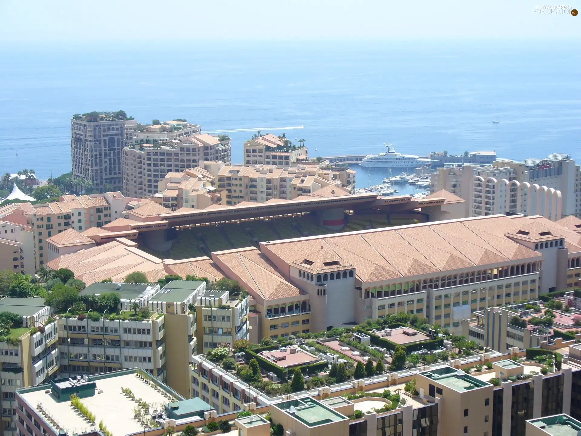 panorama, Monaco, sea, town