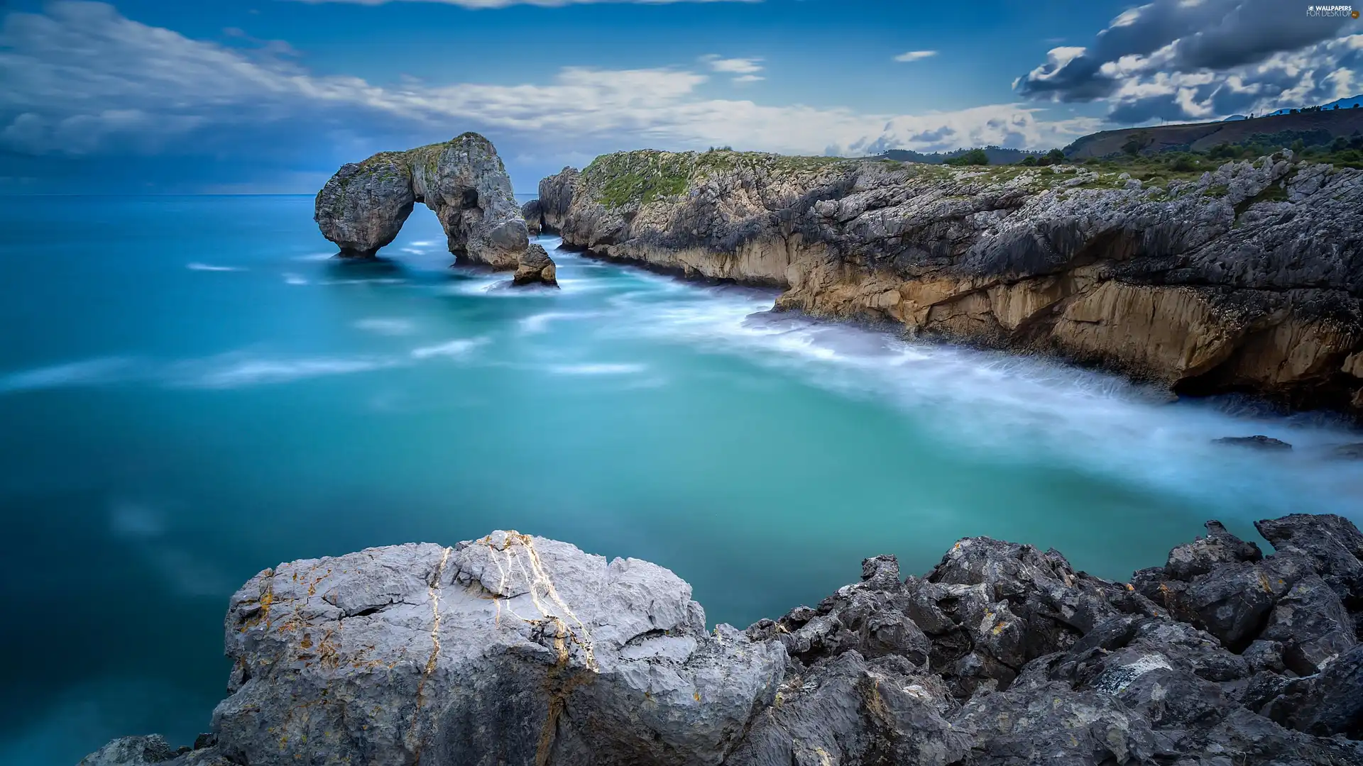 sea, Coast, rocks