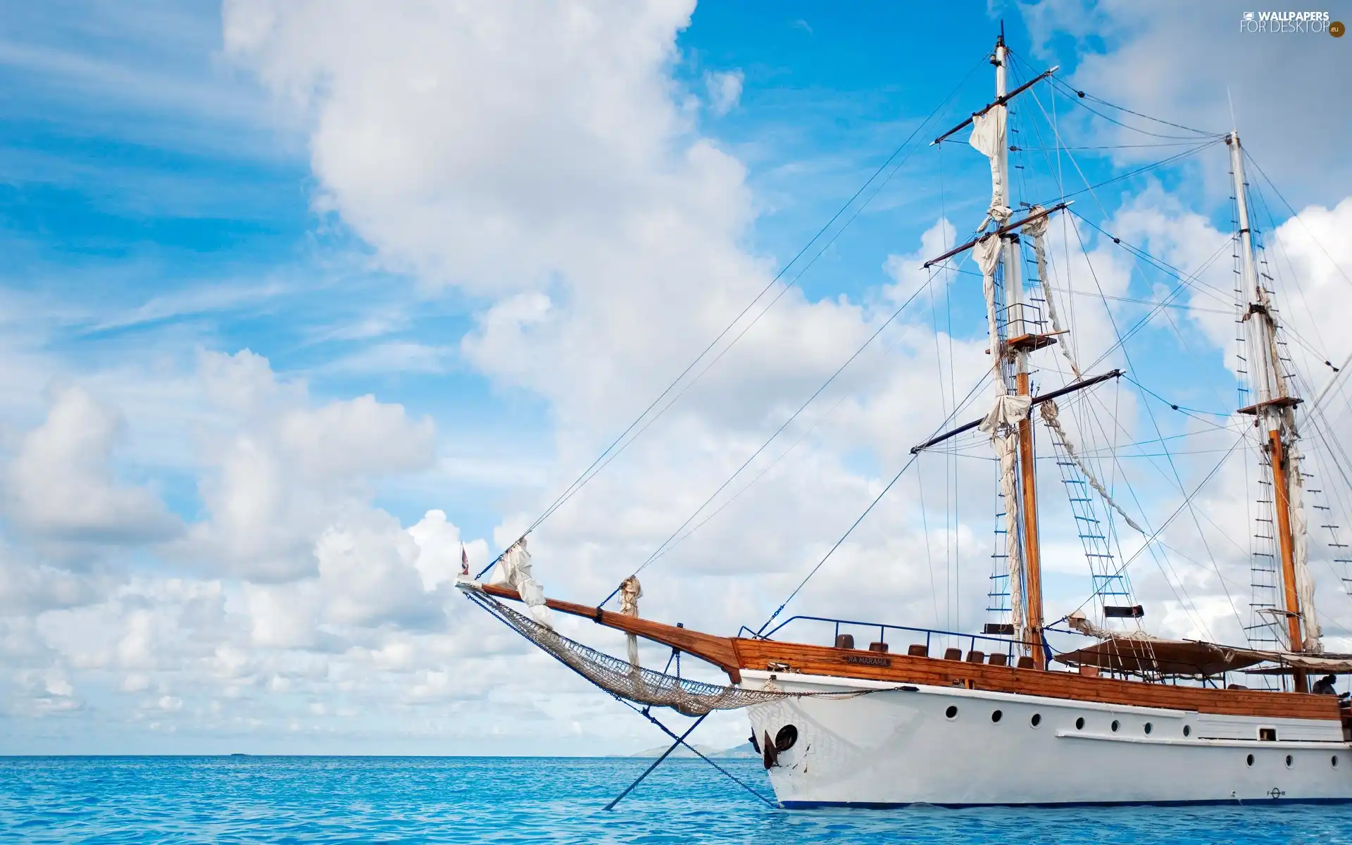 clouds, sailing vessel, sea