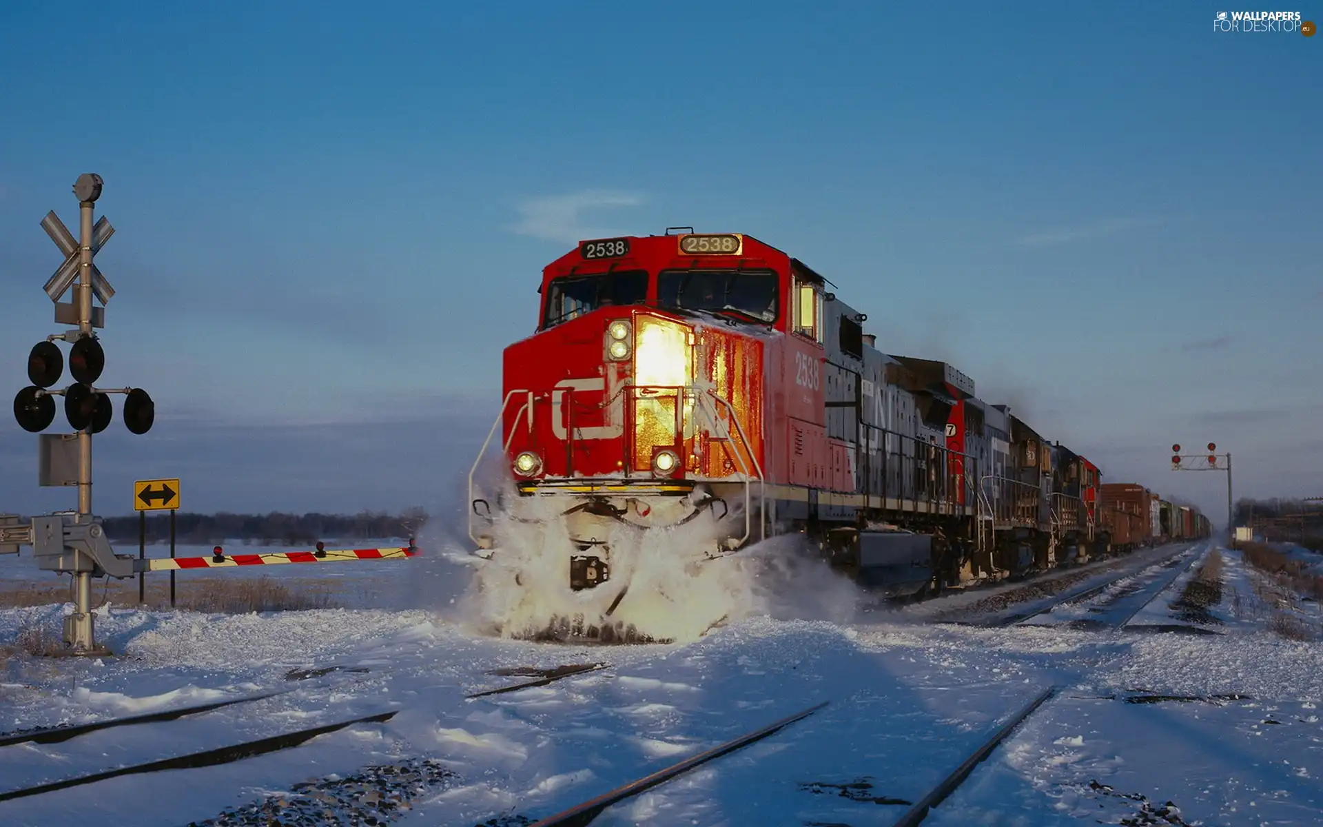 semaphore, winter, Train