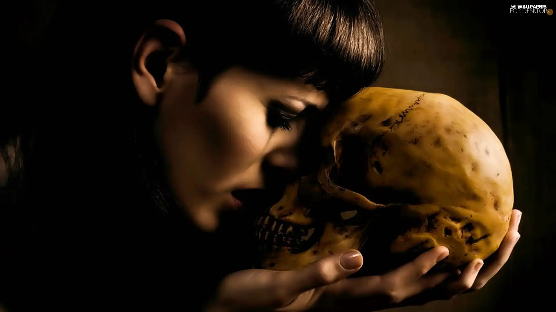 skull, Women, hands