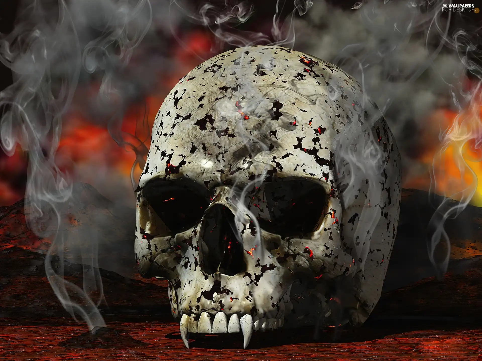 skull, graphics, smoke