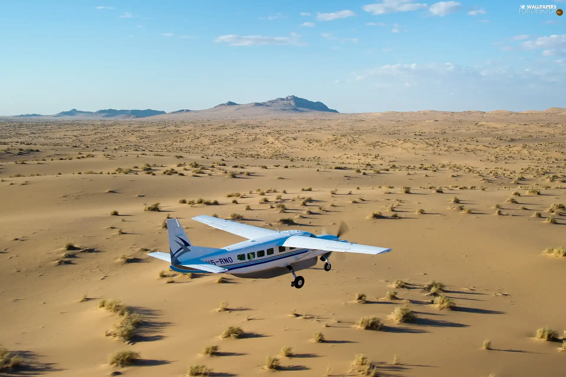 Desert, plane, Sky, flying