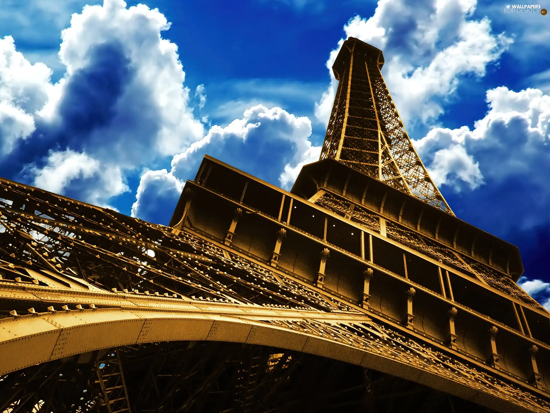 clouds, Eiffla Tower, Sky