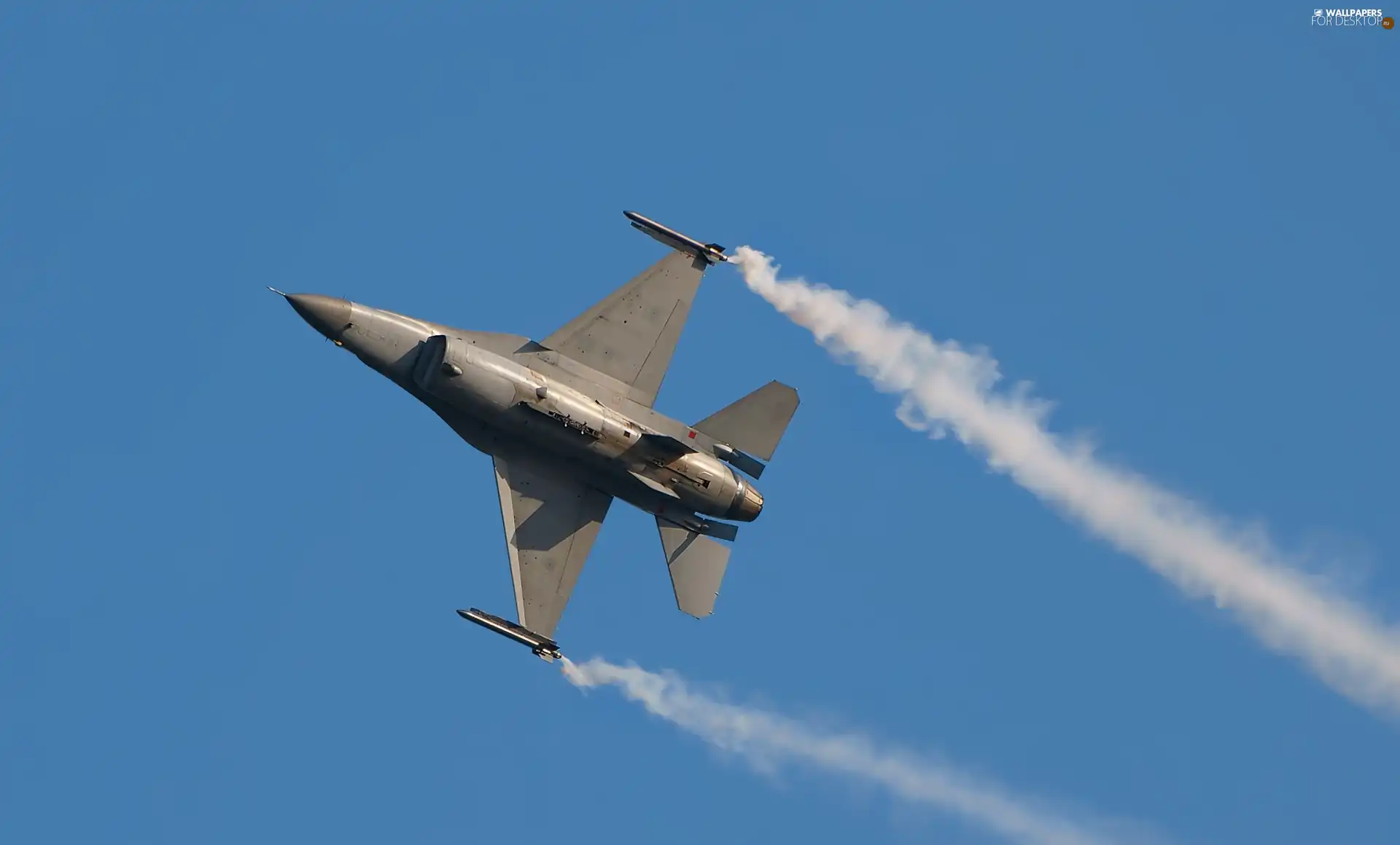 fighter, streaks, Sky, f16