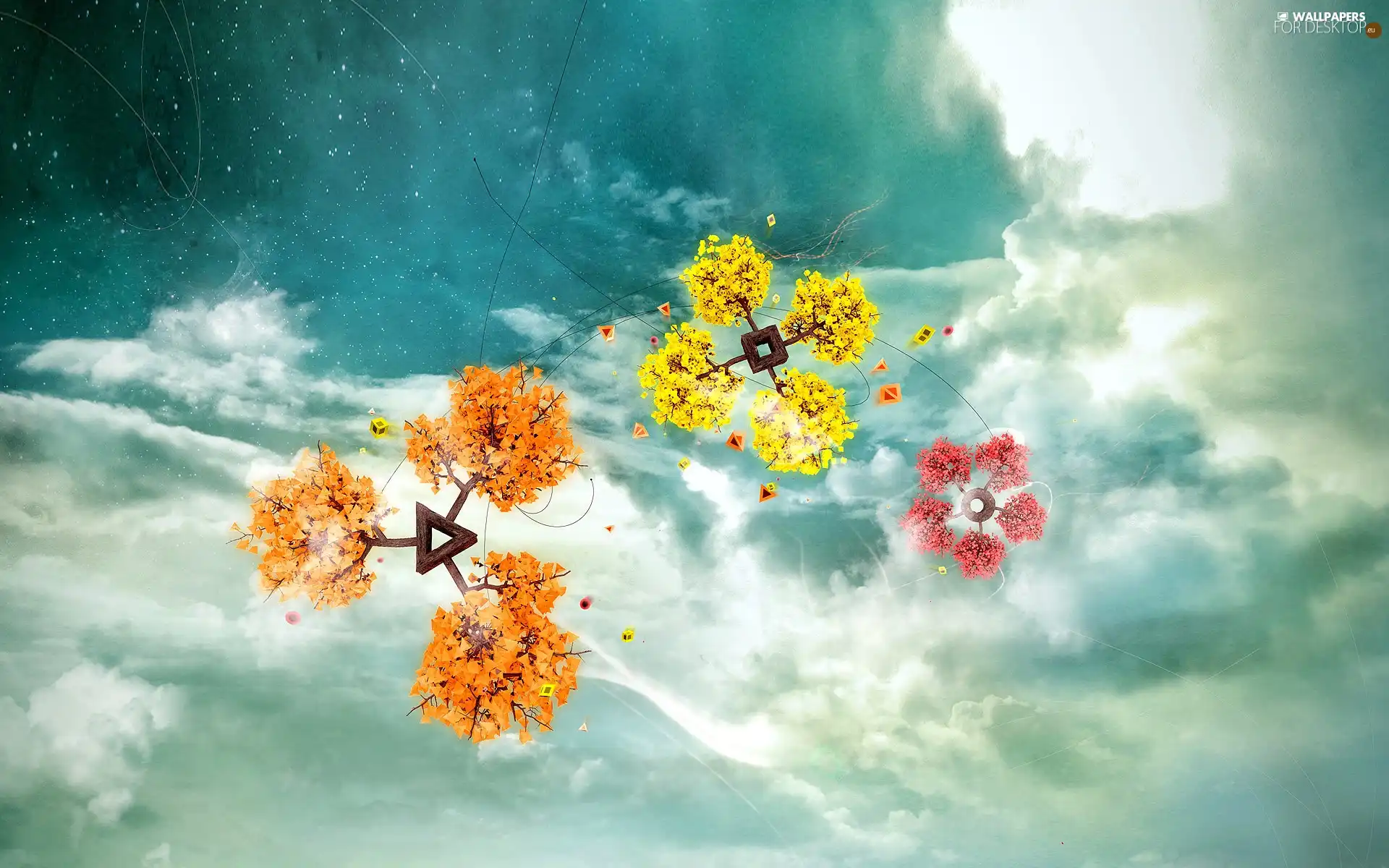 Sky, Colored, Flowers