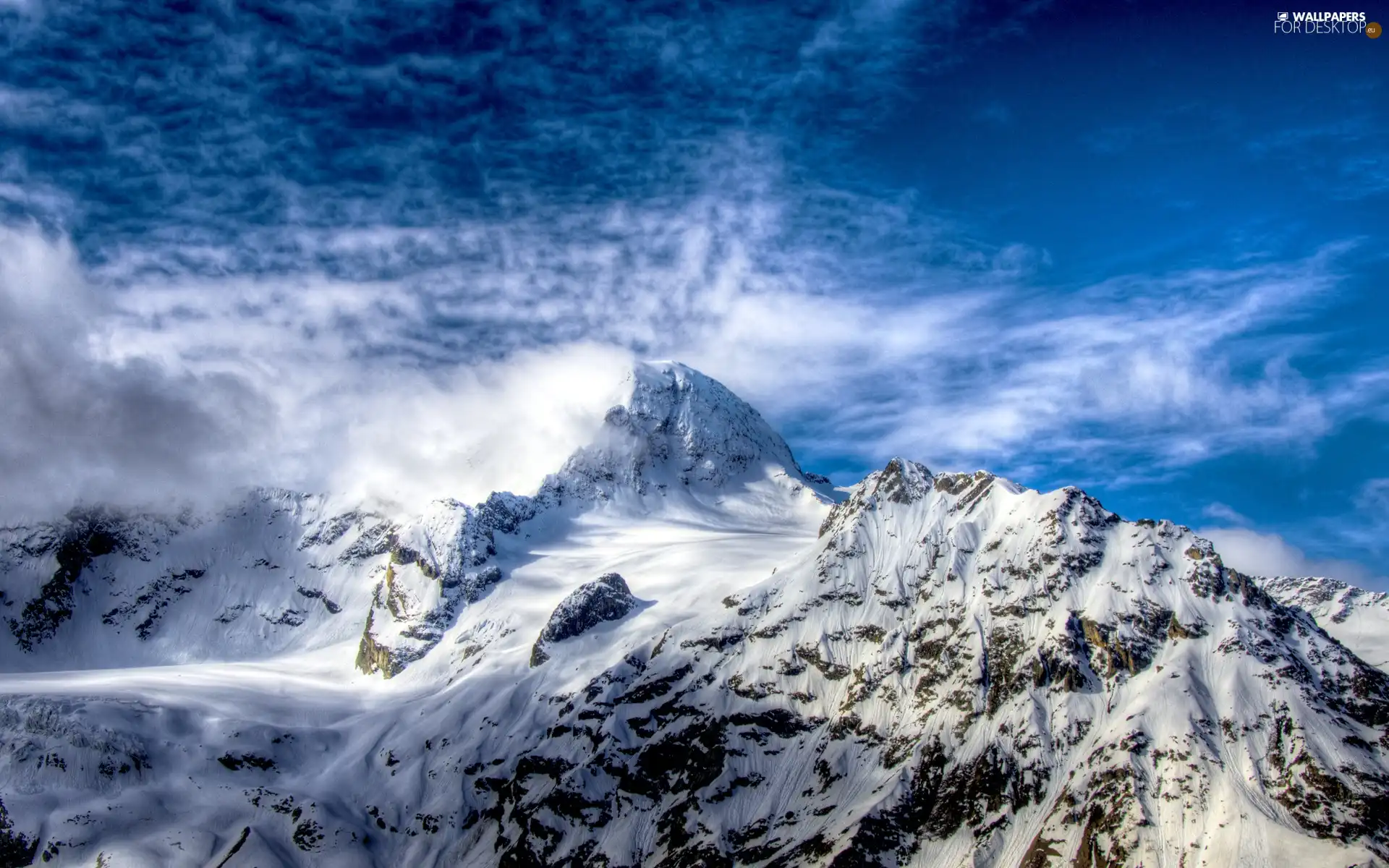 Sky, winter, Mountains