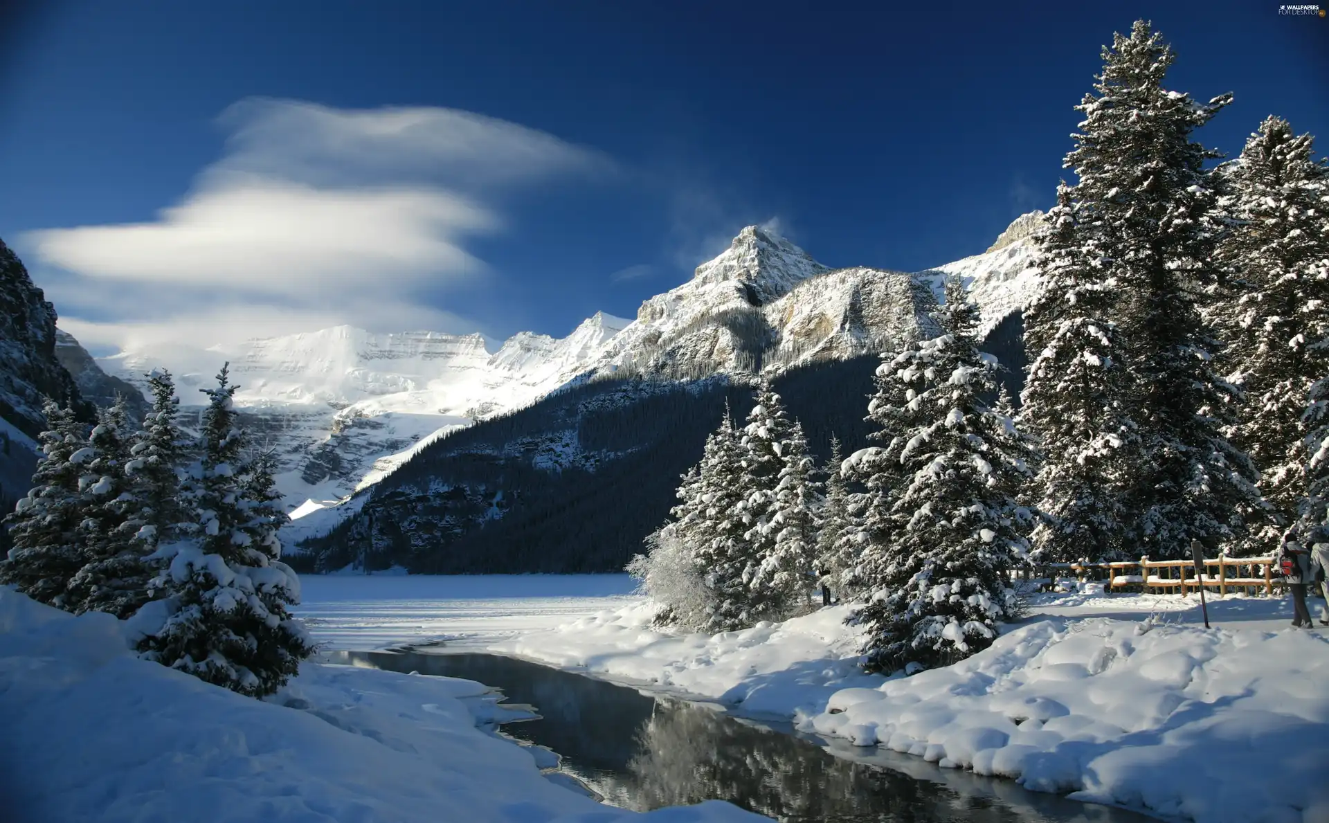 Sky, winter, Mountains