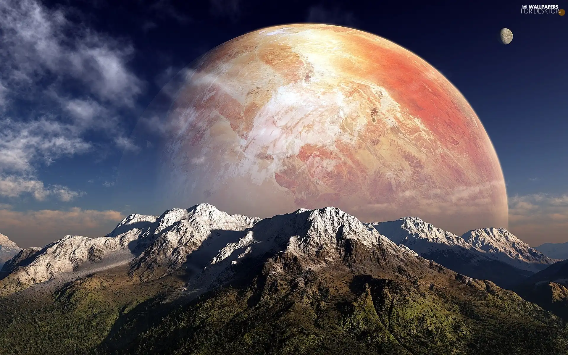 peaks, Planets, Sky, Mountains