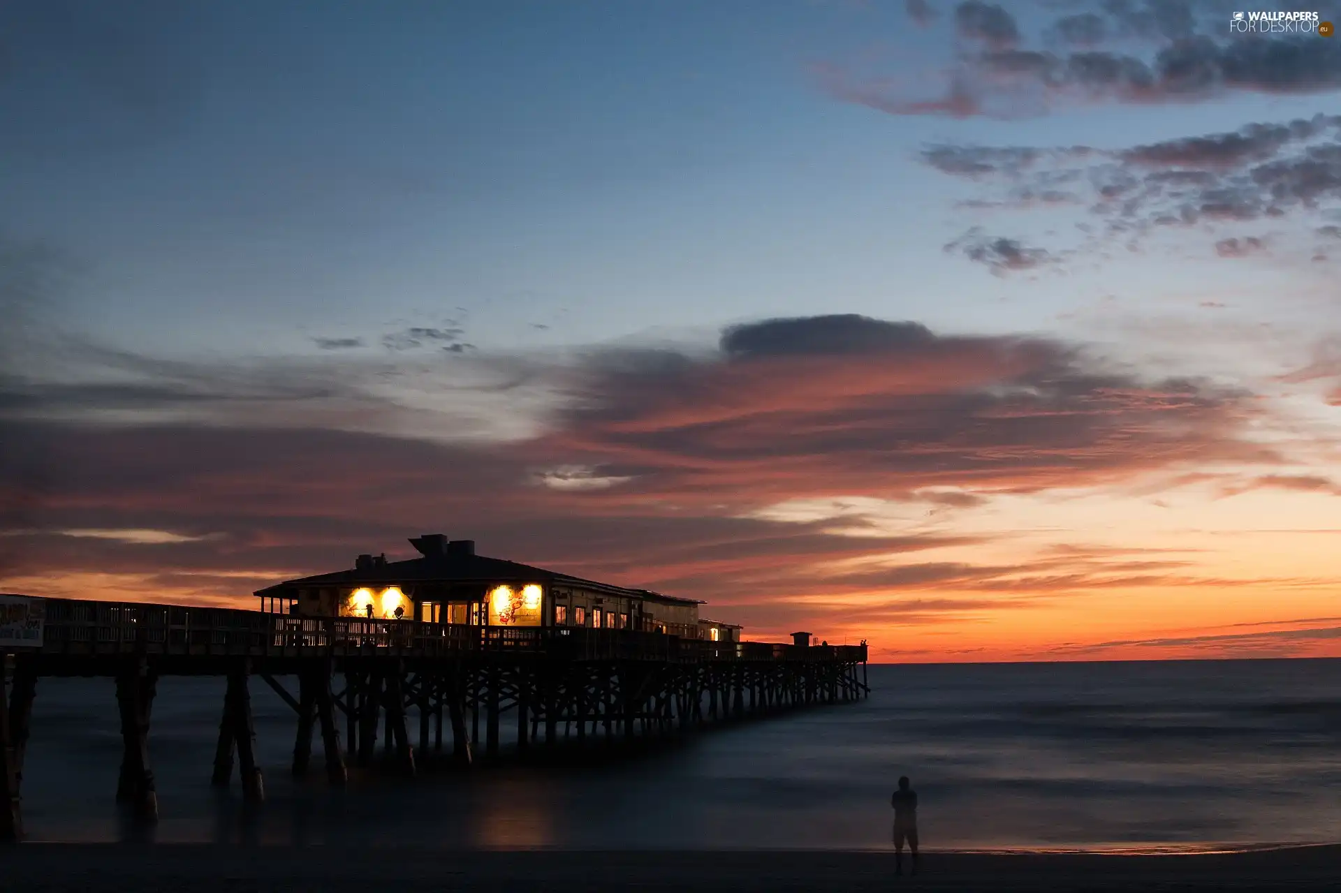 pier, sea, Sky, Restaurant