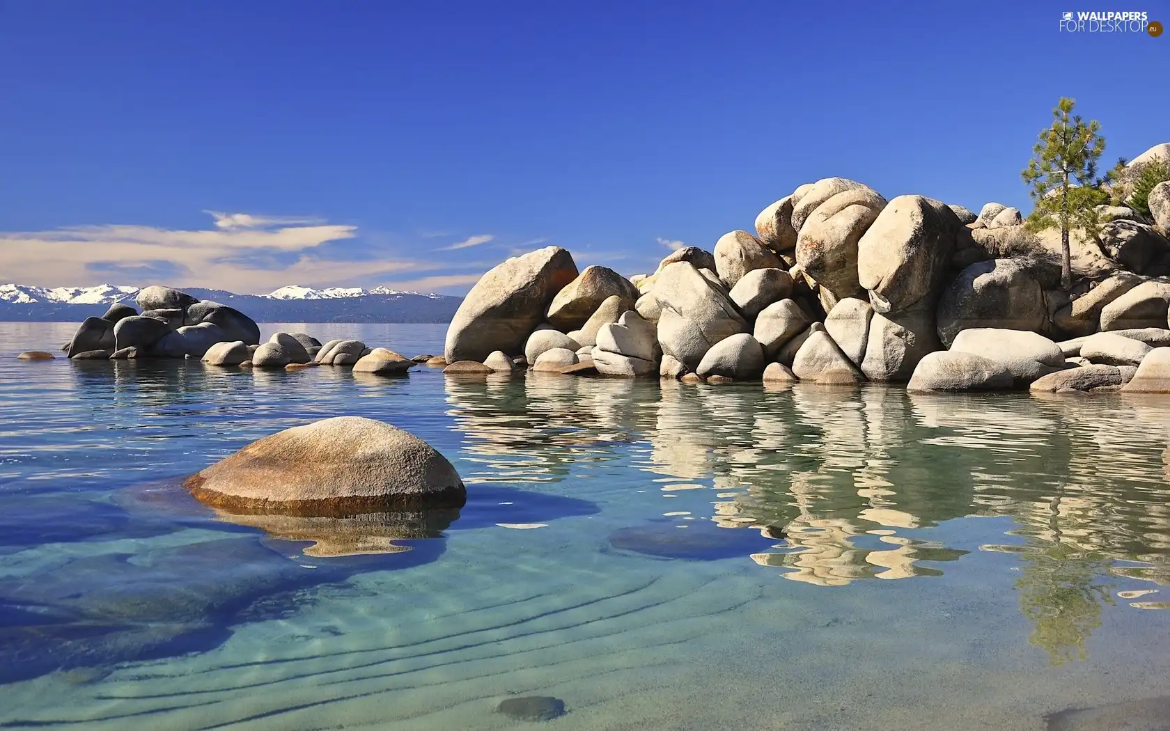 sea, blue, Sky, Stones