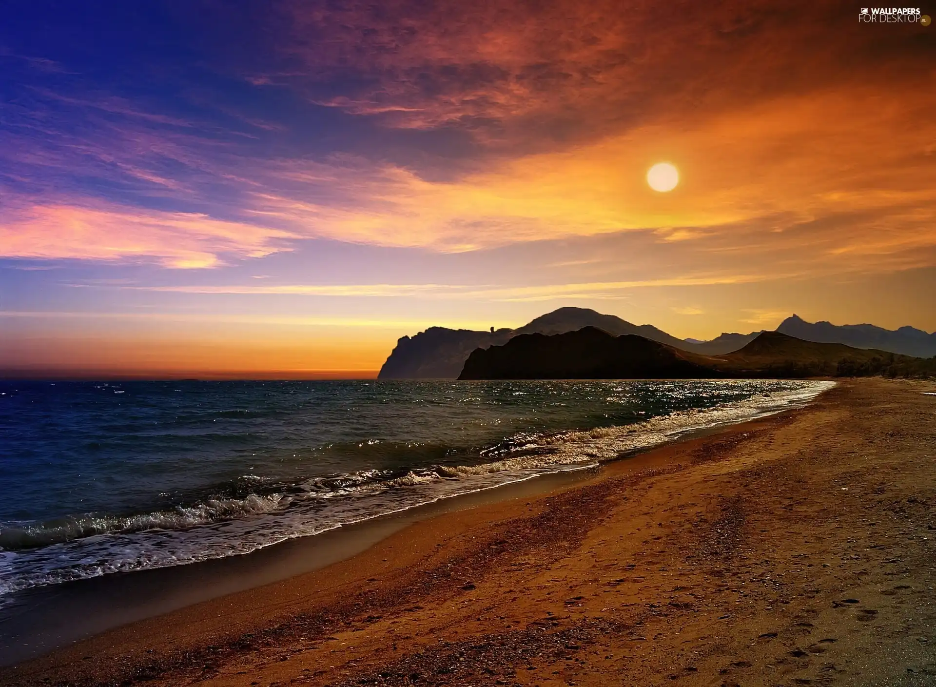 sea, Mountains, Sky, Coast