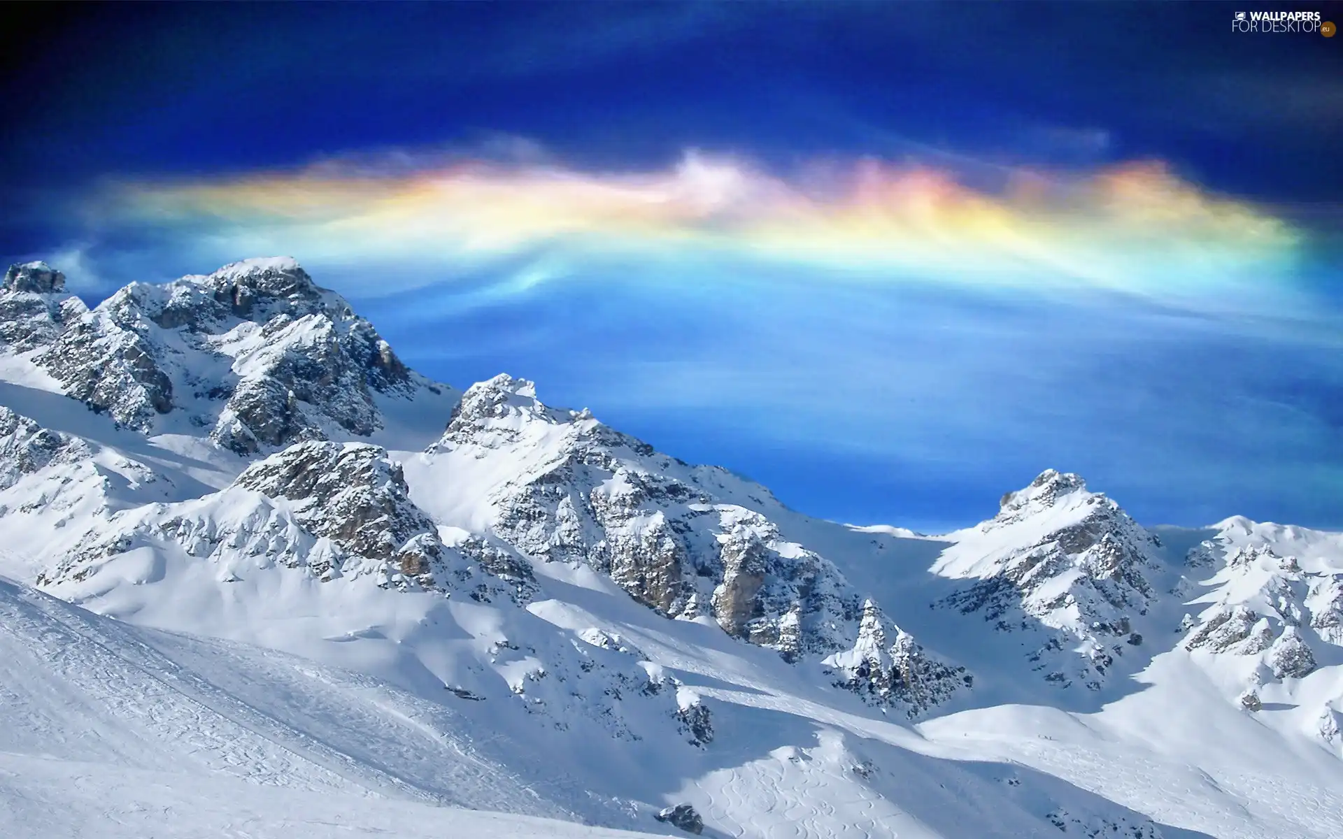 Sky, Mountains, snow