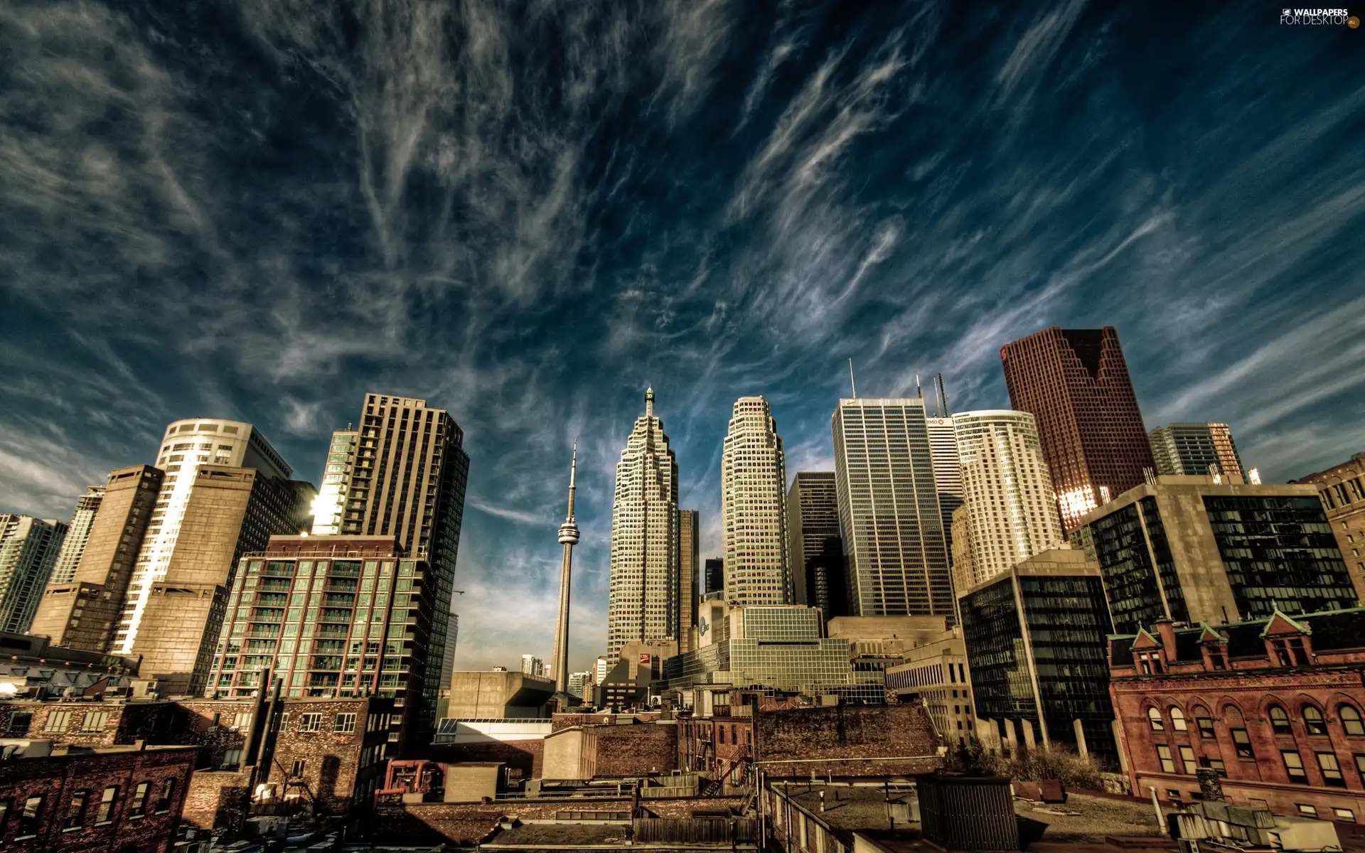 panorama, Toronto, skyscraper, town