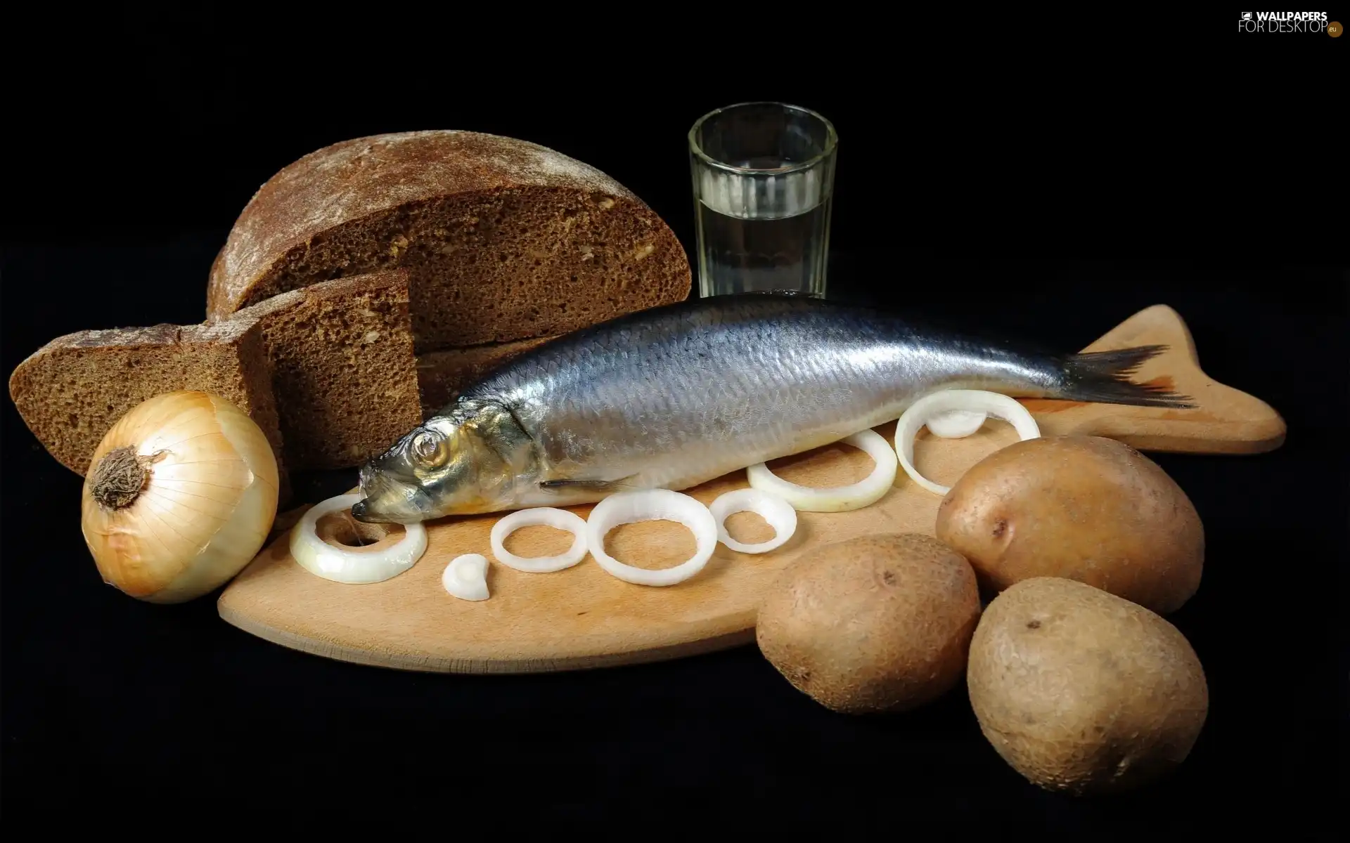 slat, onion, herring, Potatoes, bread