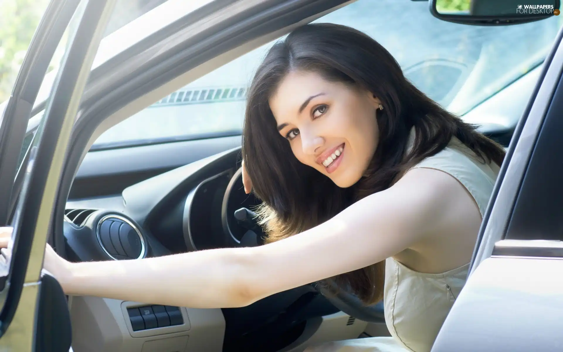 Smile, brunette, Automobile