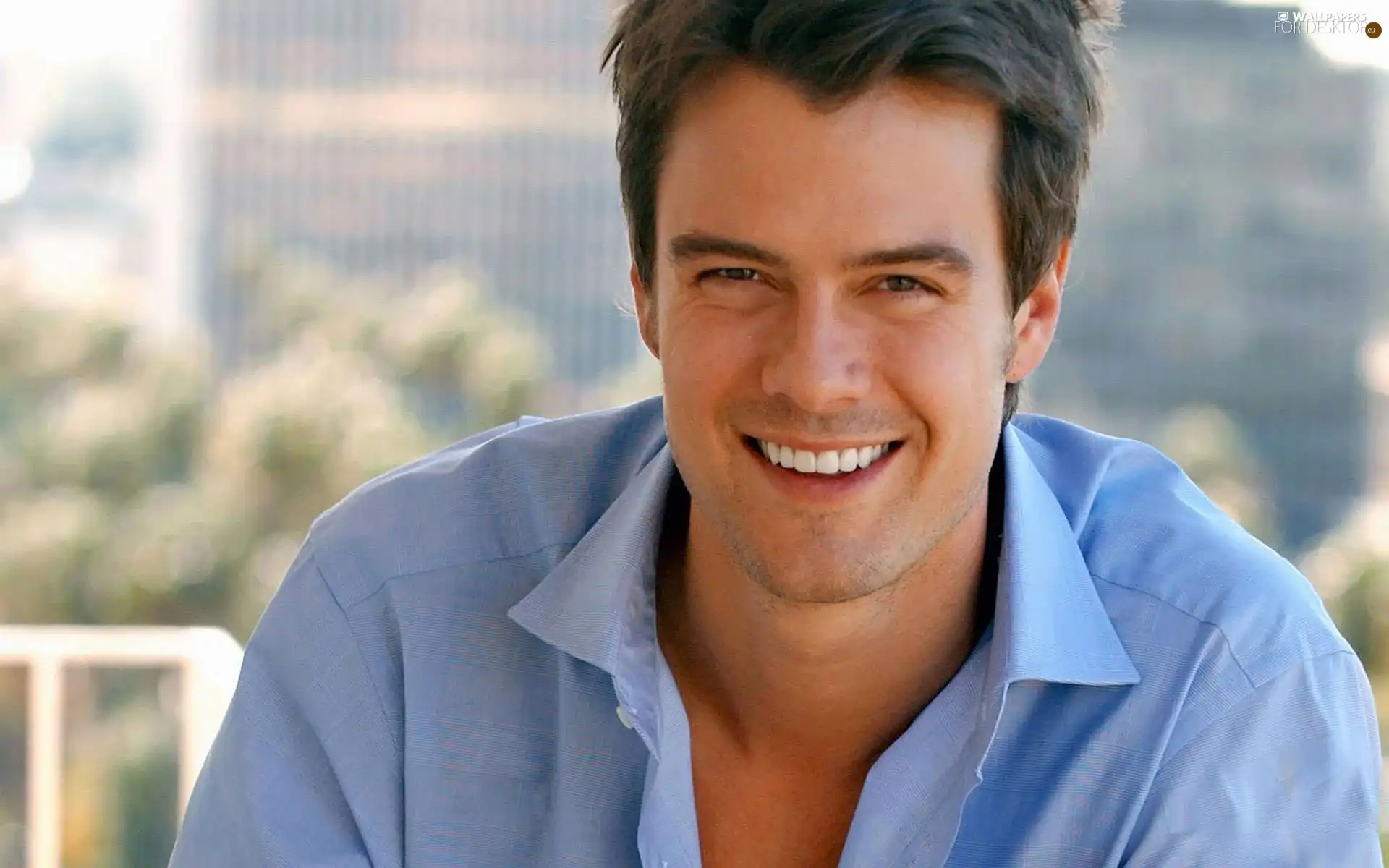 Josh Duhamel, shirt, Smile, Blue