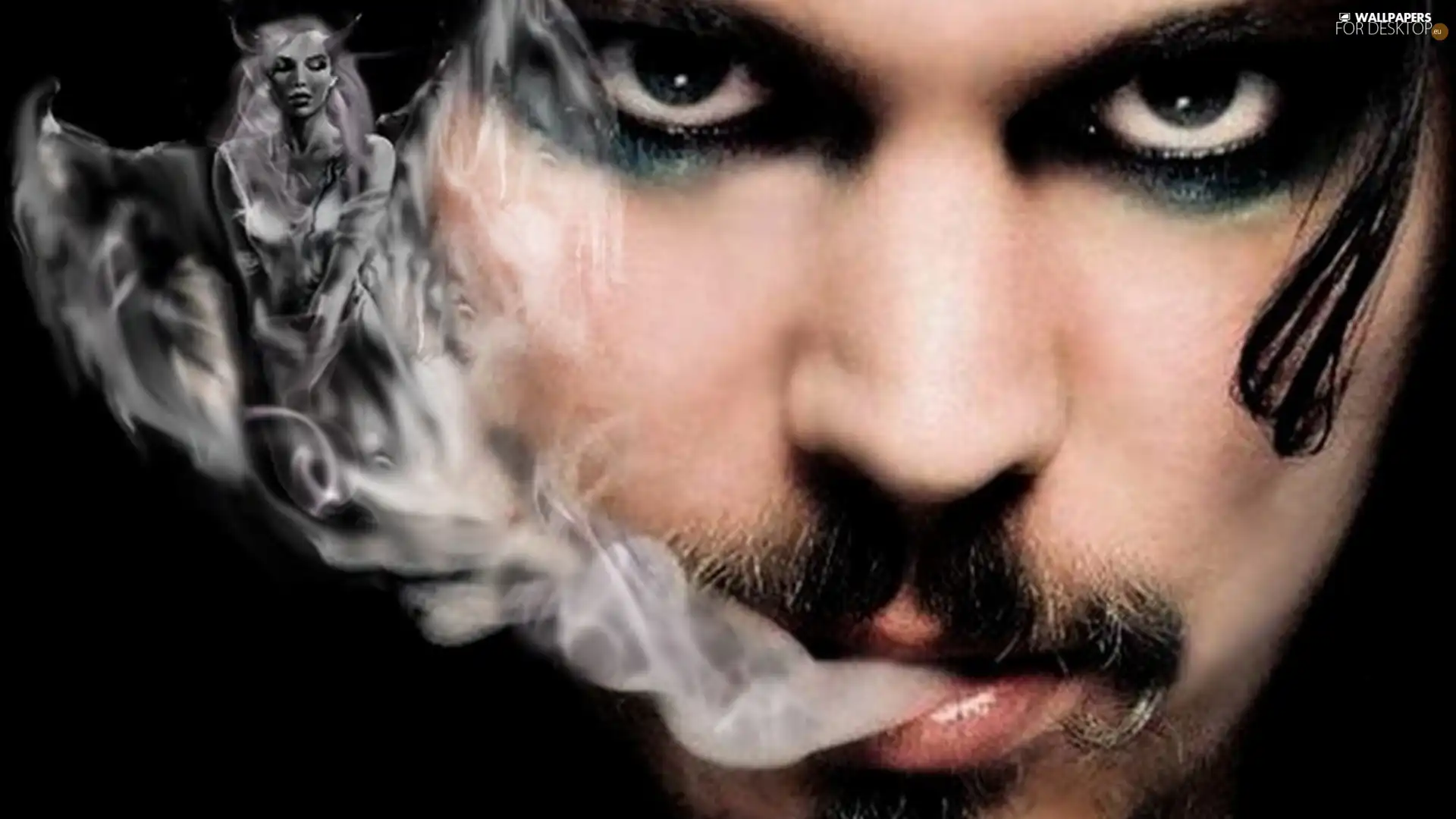 shrew, a man, smoke