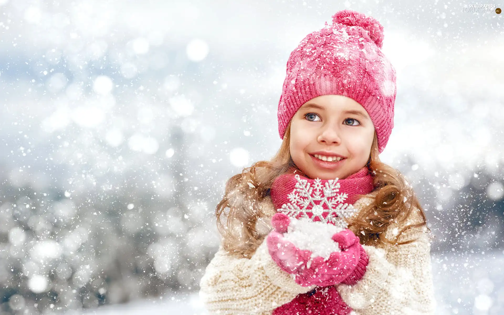 snow, girl, winter