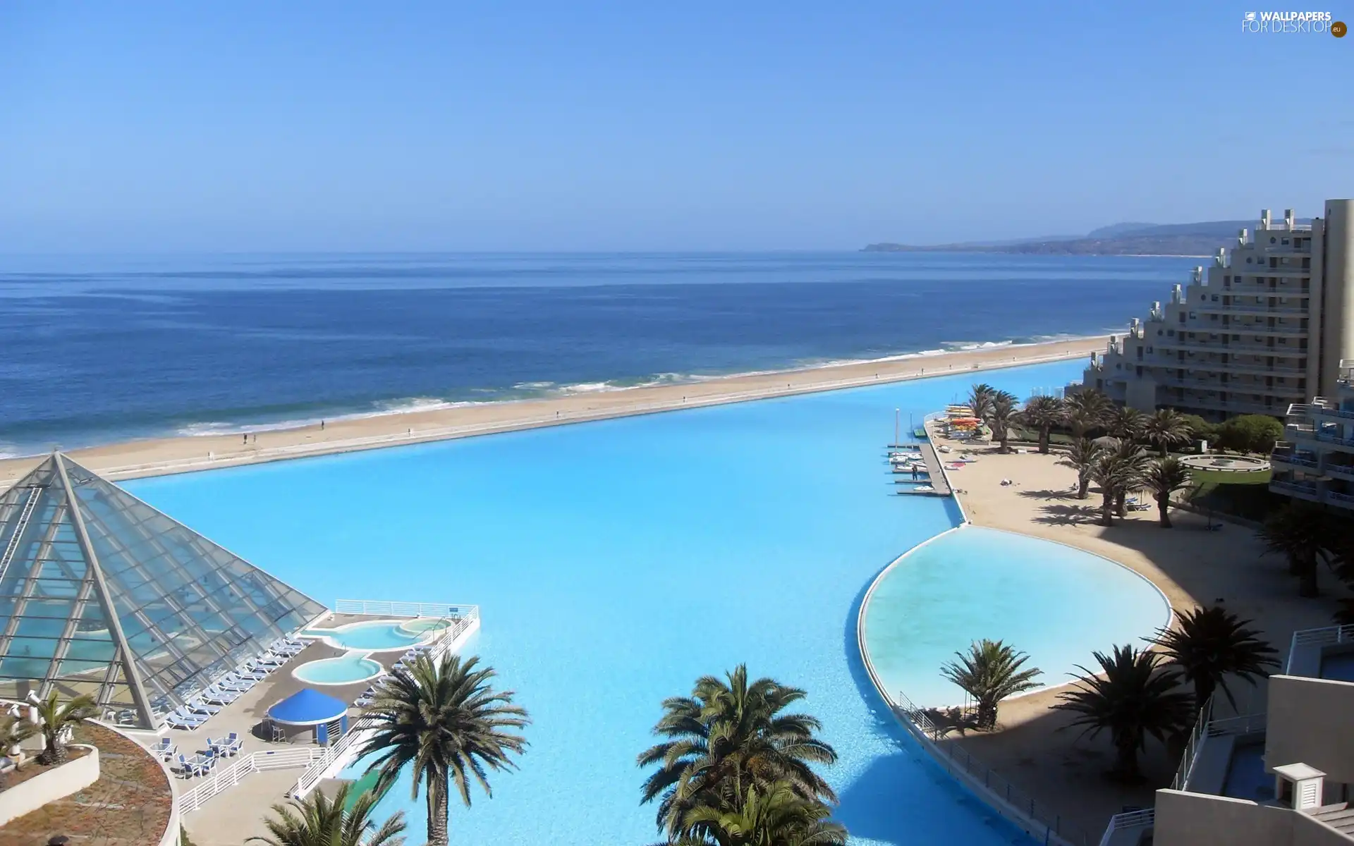 Ocean, Palms, spa, sea