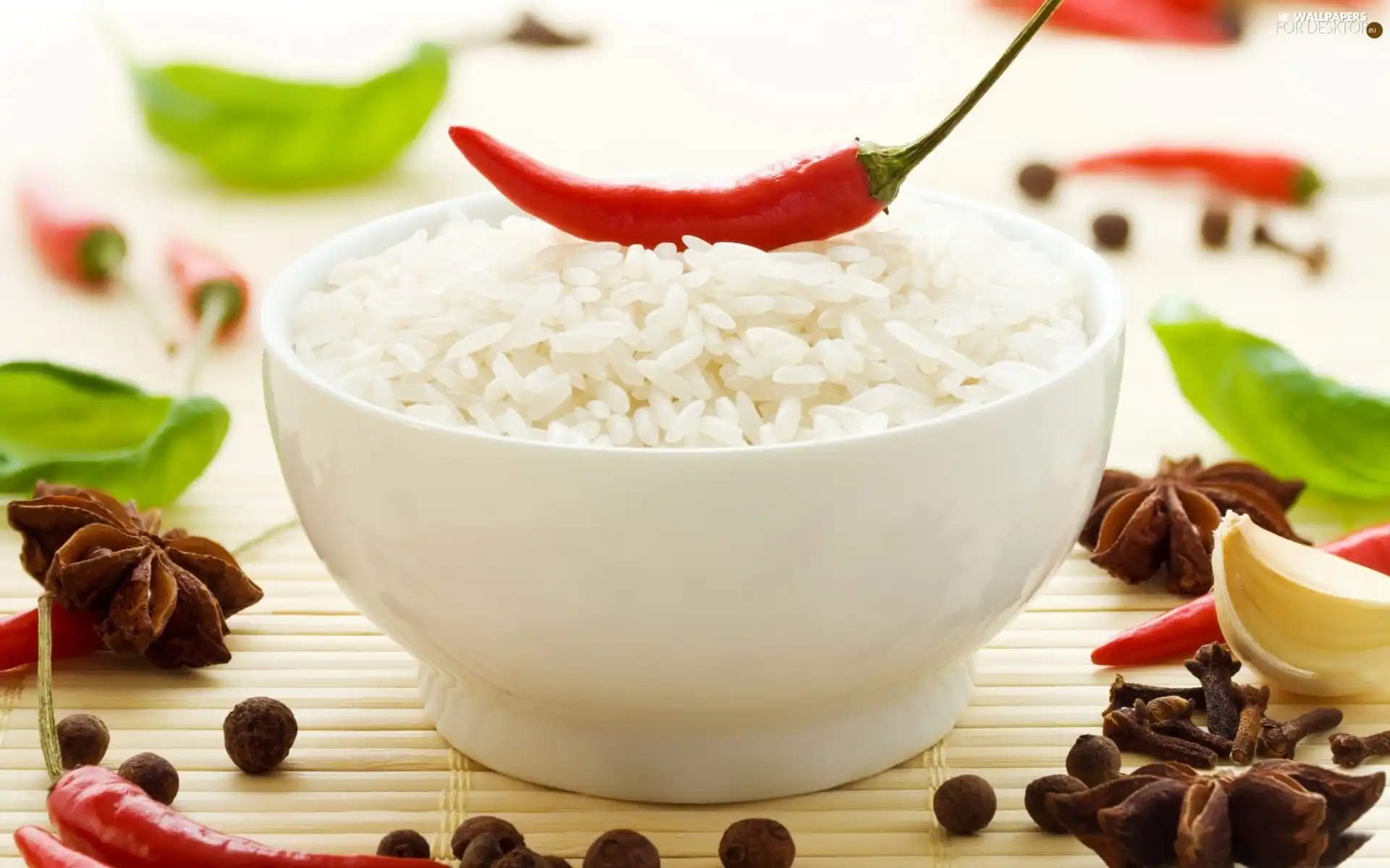 bowl, pepper, spice, rice