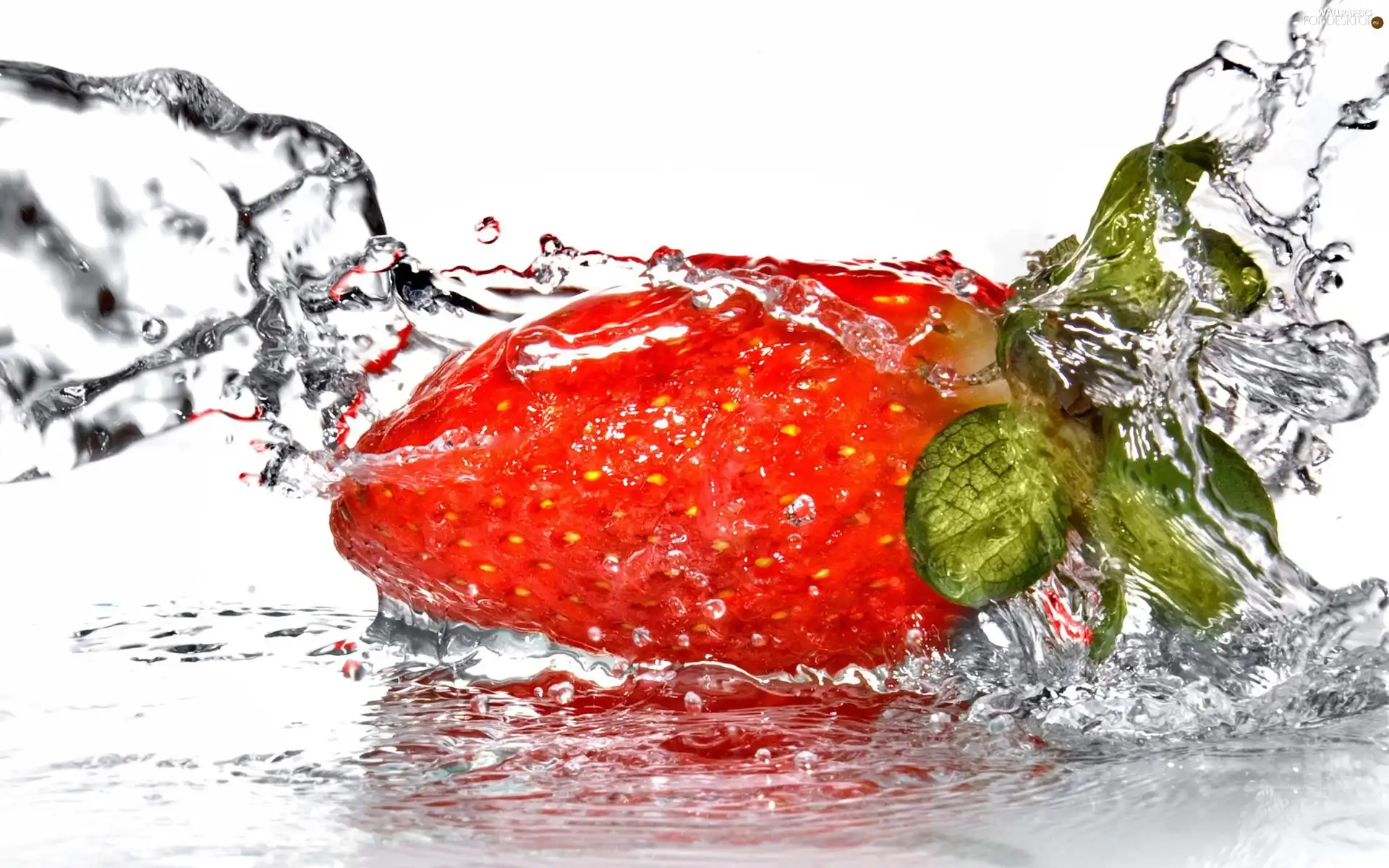 splash, Strawberry, water